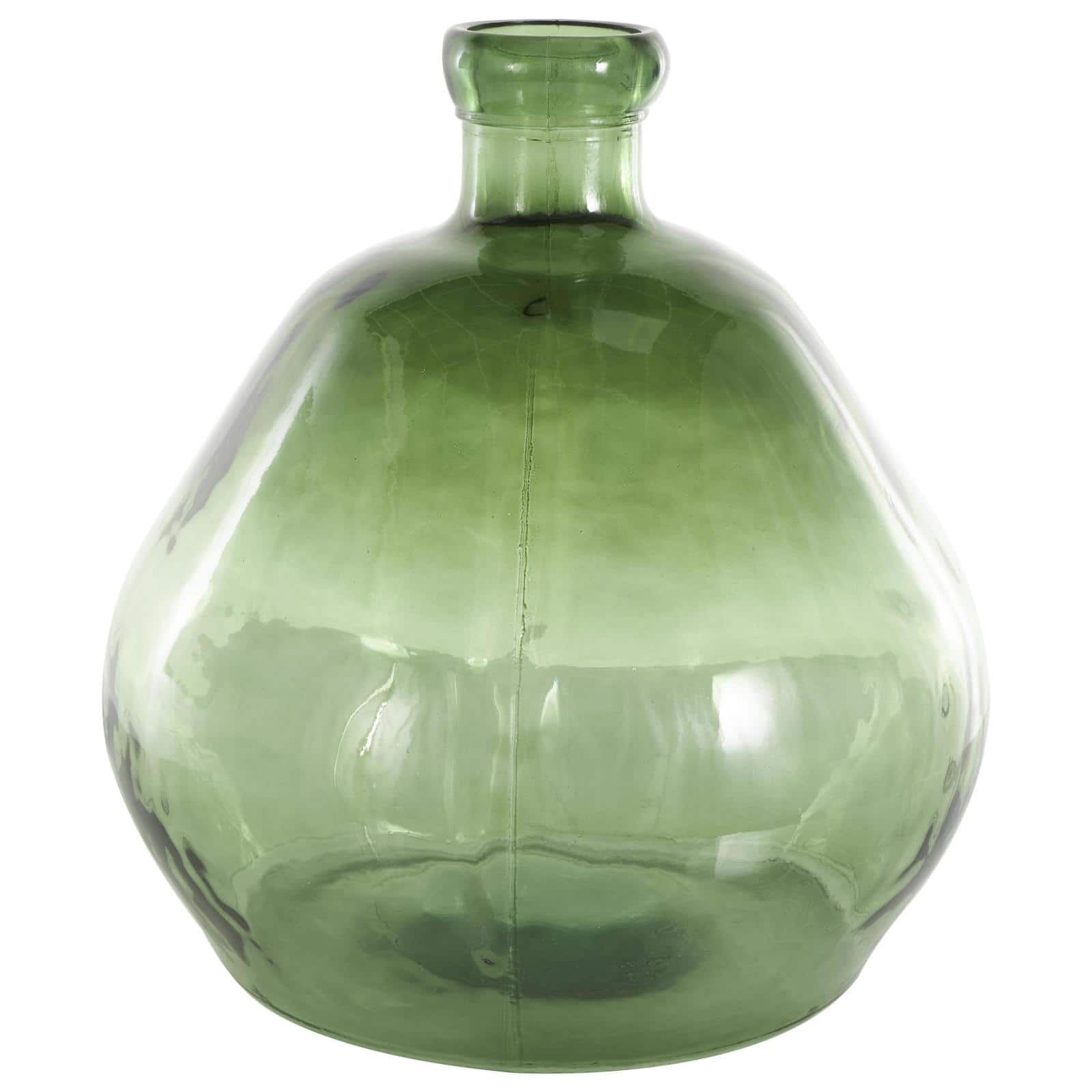 Green Recycled Glass Handmade Wide Ombre Spanish Bottle Vase