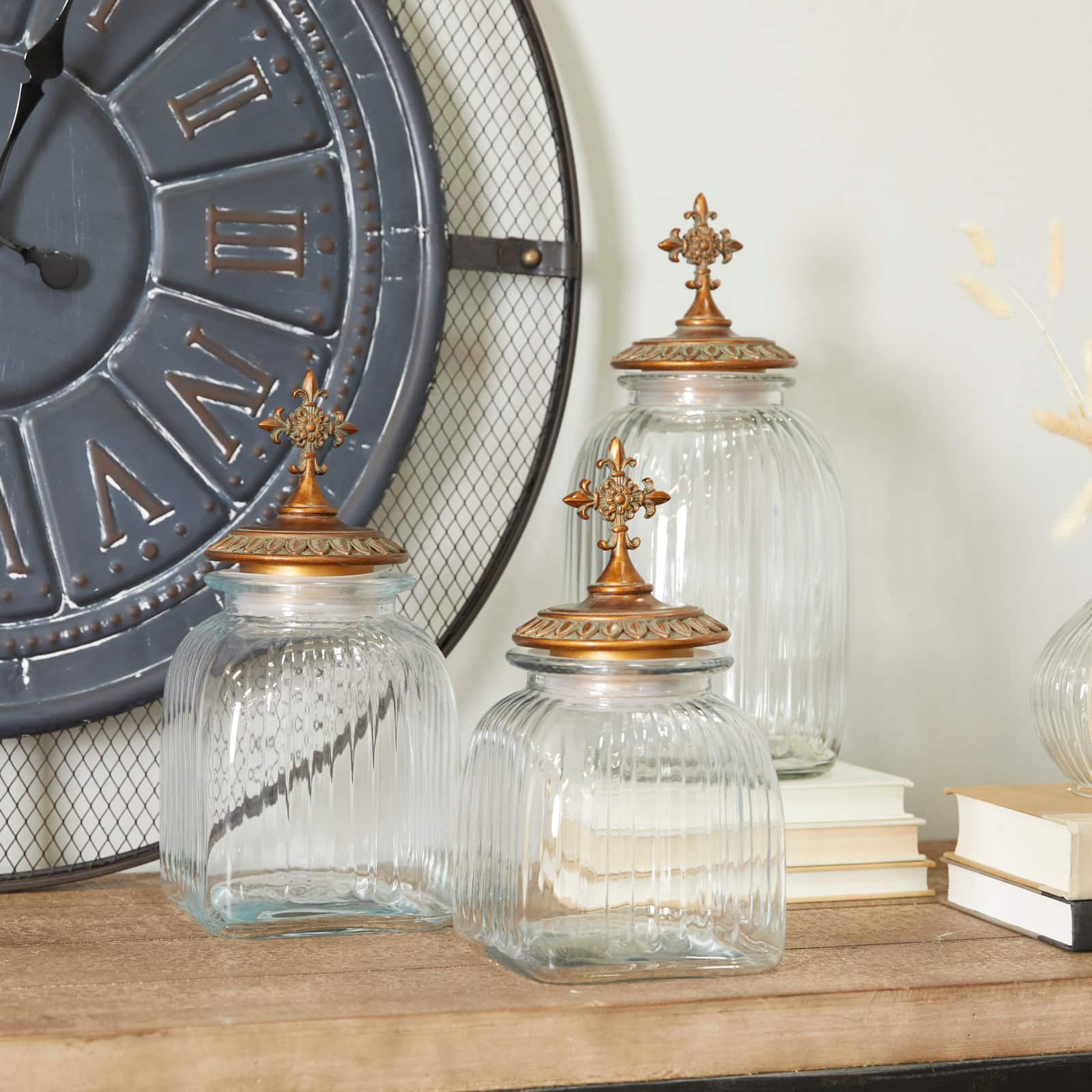 Brown Polystone Traditional Decorative Jar Set