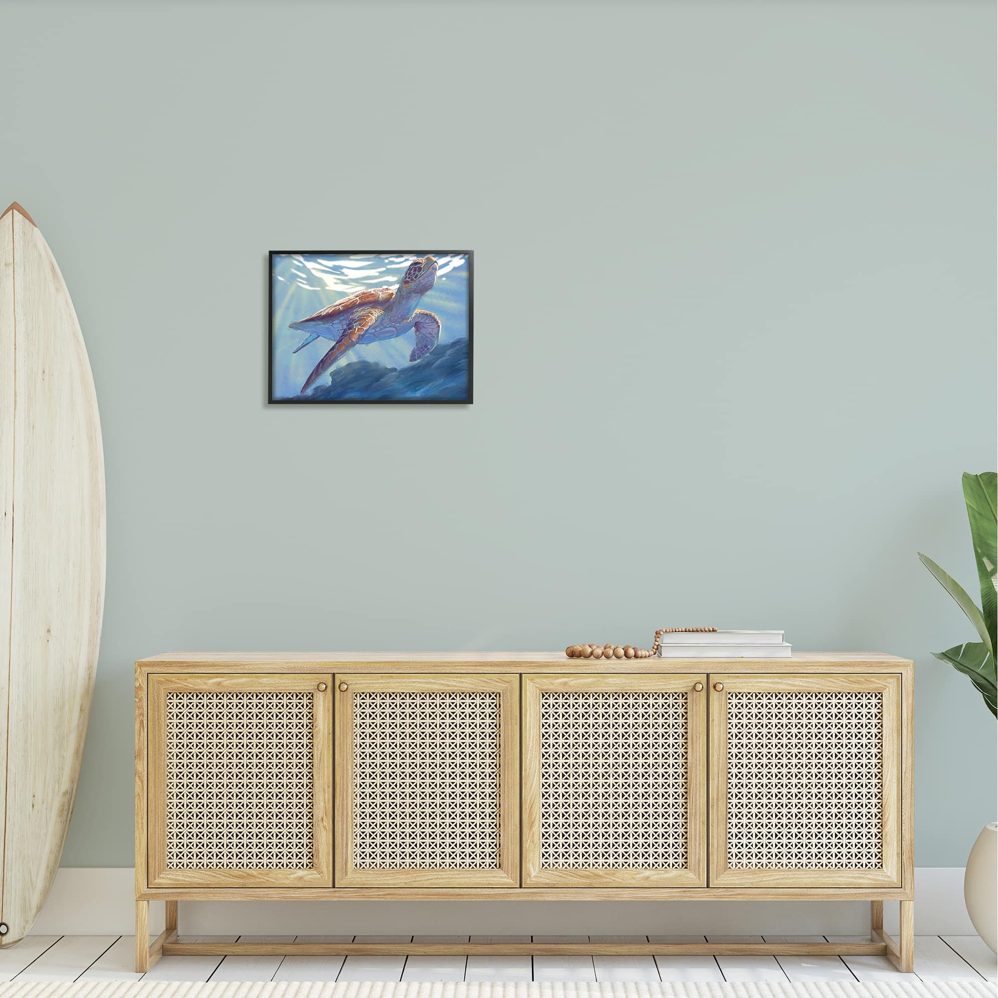 Stupell Industries Deep Ocean Sea Turtle Framed Giclee Art