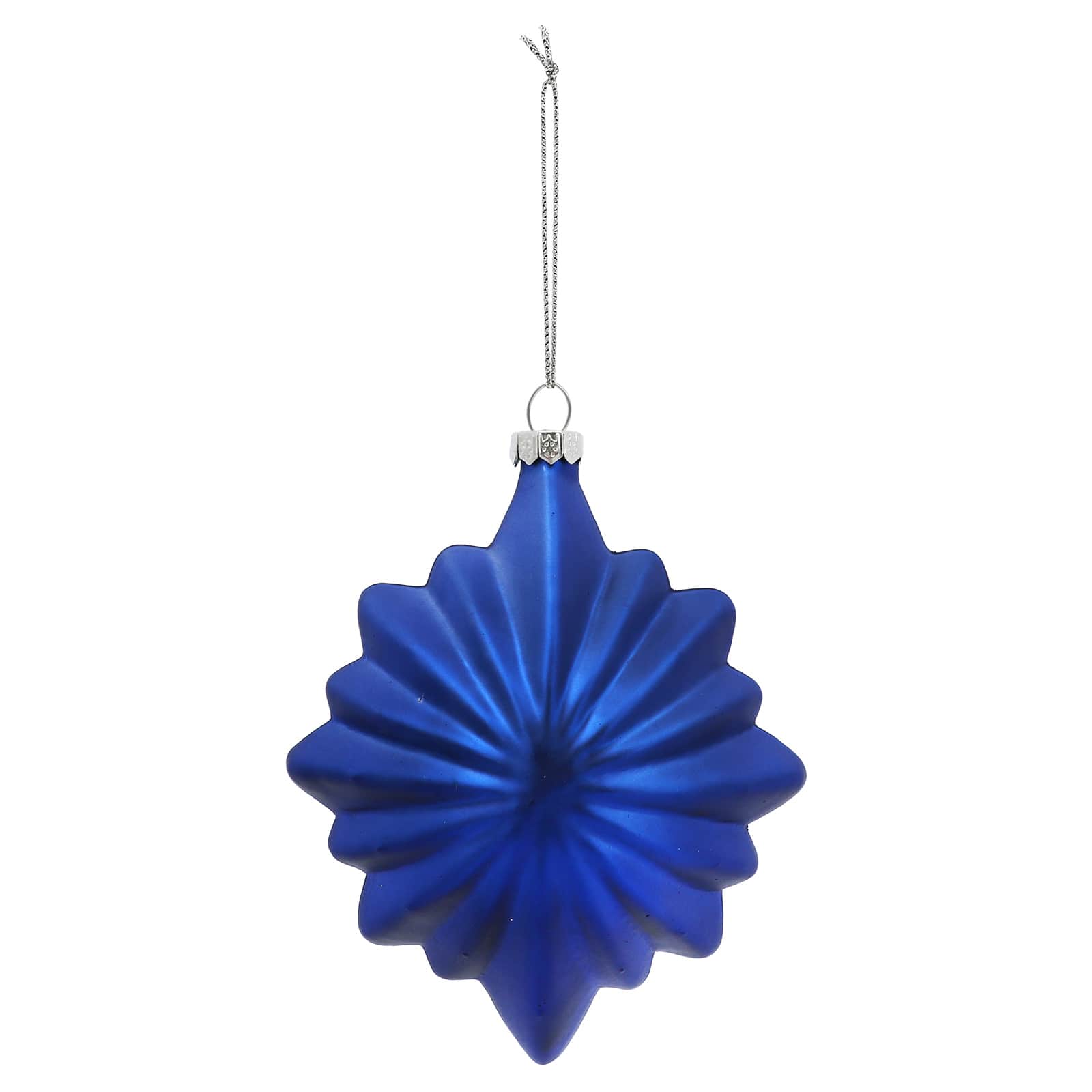4.75" Blue & Silver Snow Flower Glass Ornament by Ashland®