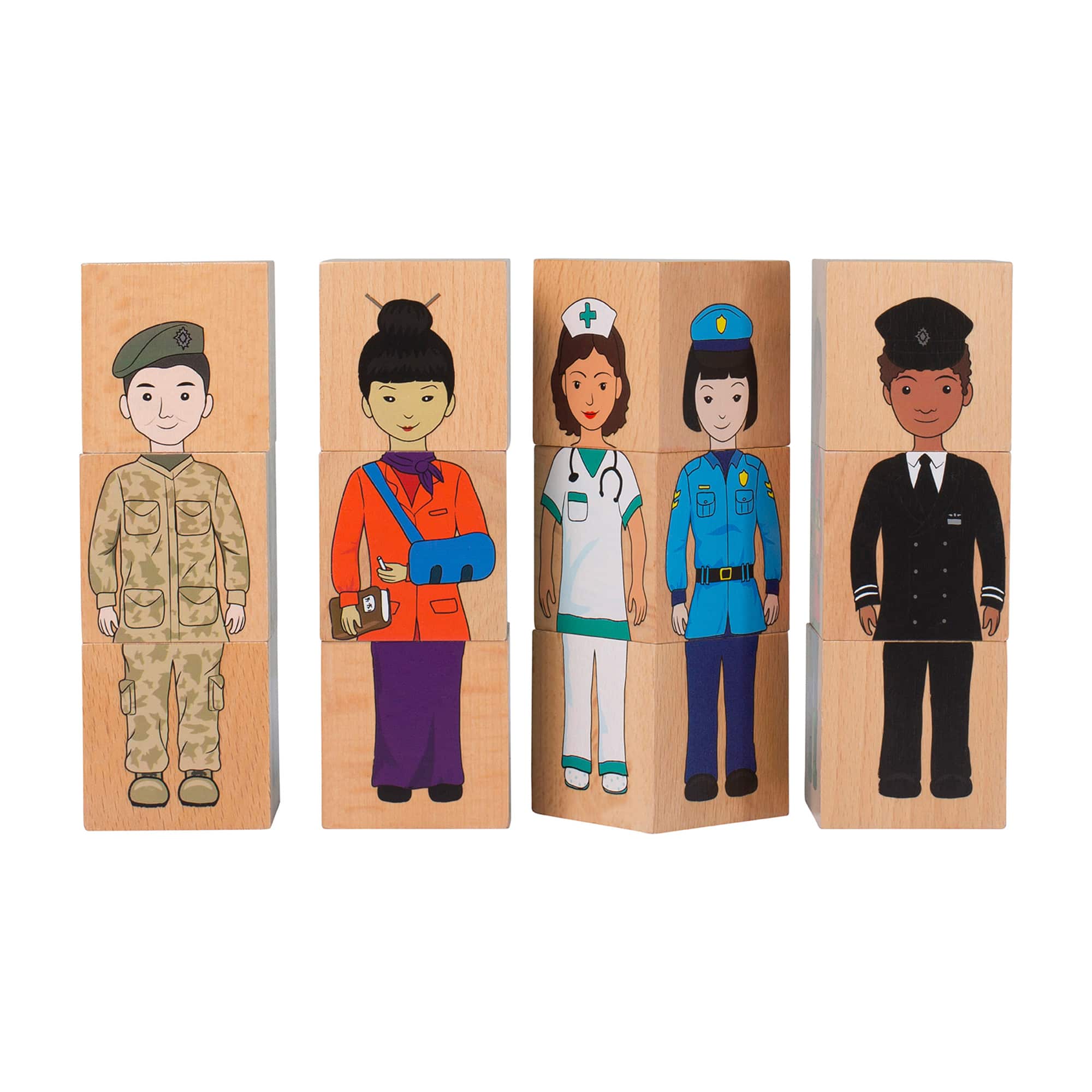 The Freckled Frog 2" Career Mix 'N' Match Wooden Blocks Set