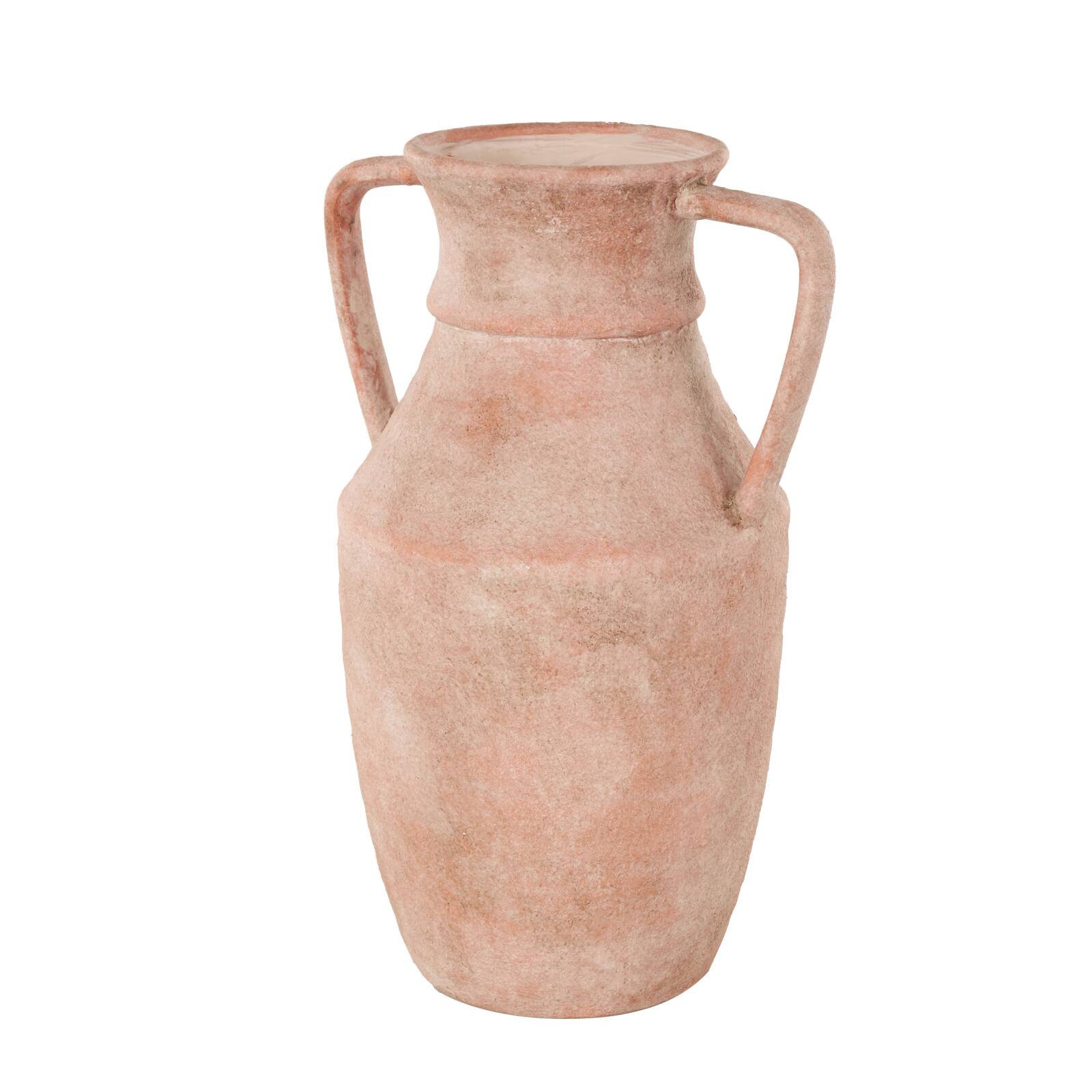 16" Pink Ceramic Antique Style Decorative Vase with Handles