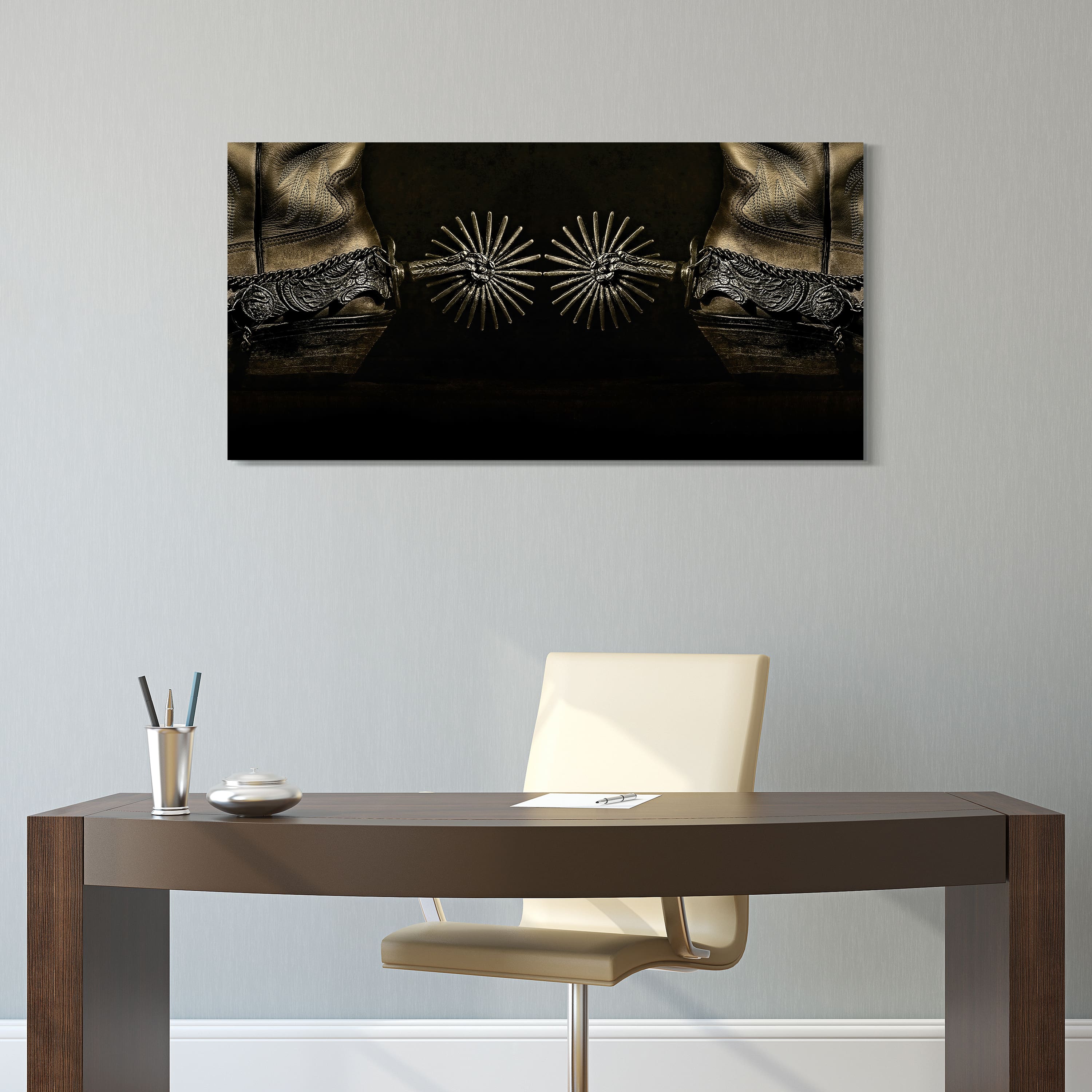 Empire Art Direct 48" x 24" Silver Spur Spiral Frameless Printed Tempered Glass Wall Art