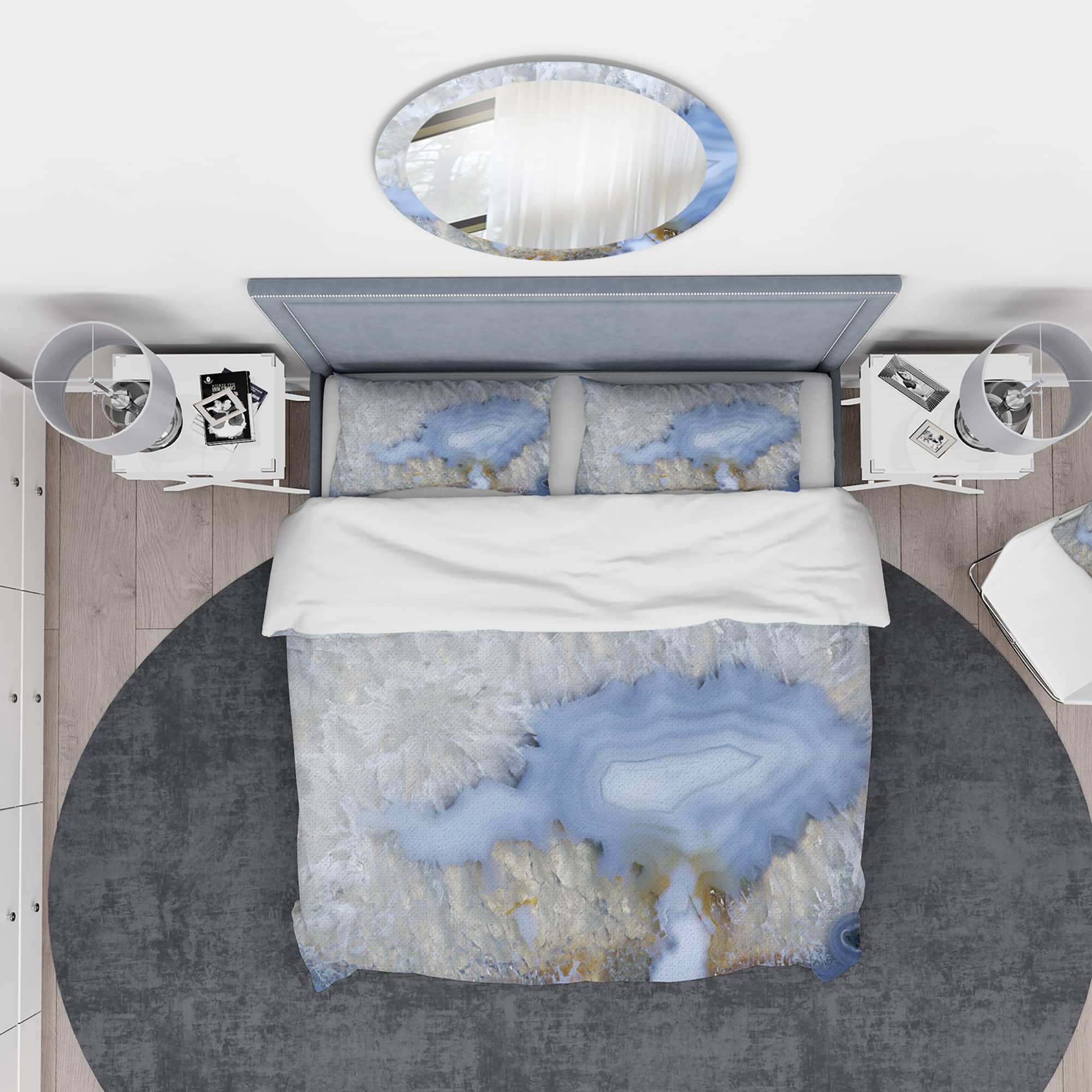 Designart 'Blue agate' Stone Bedding Set - Duvet Cover & Shams