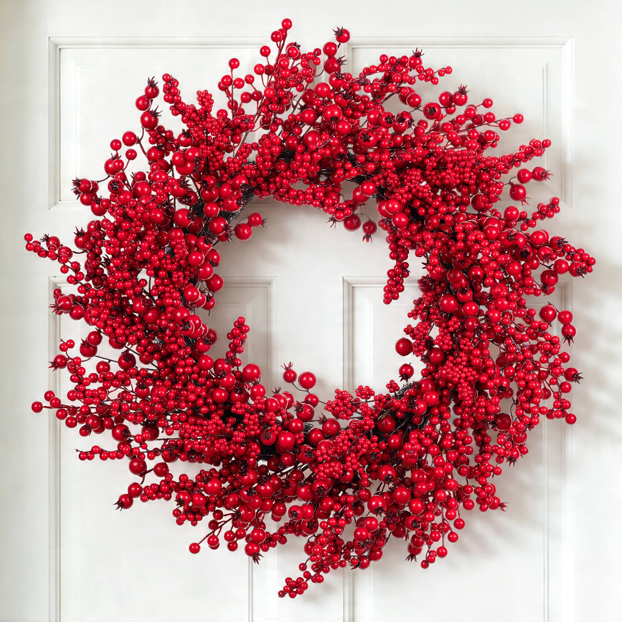 Glitzhome® 28" Christmas Full Berry Wreath