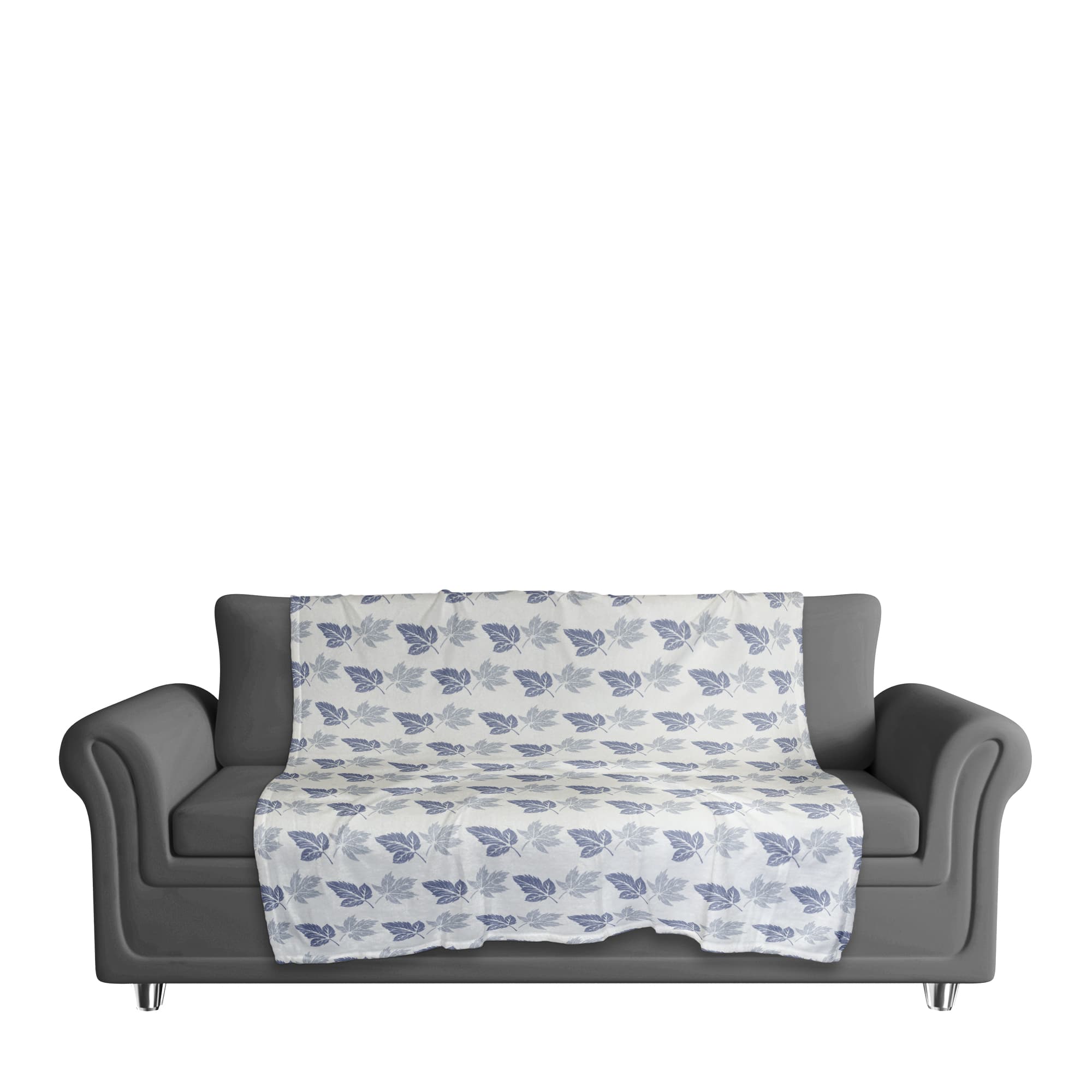 Blue Leaves Coral Fleece Blanket