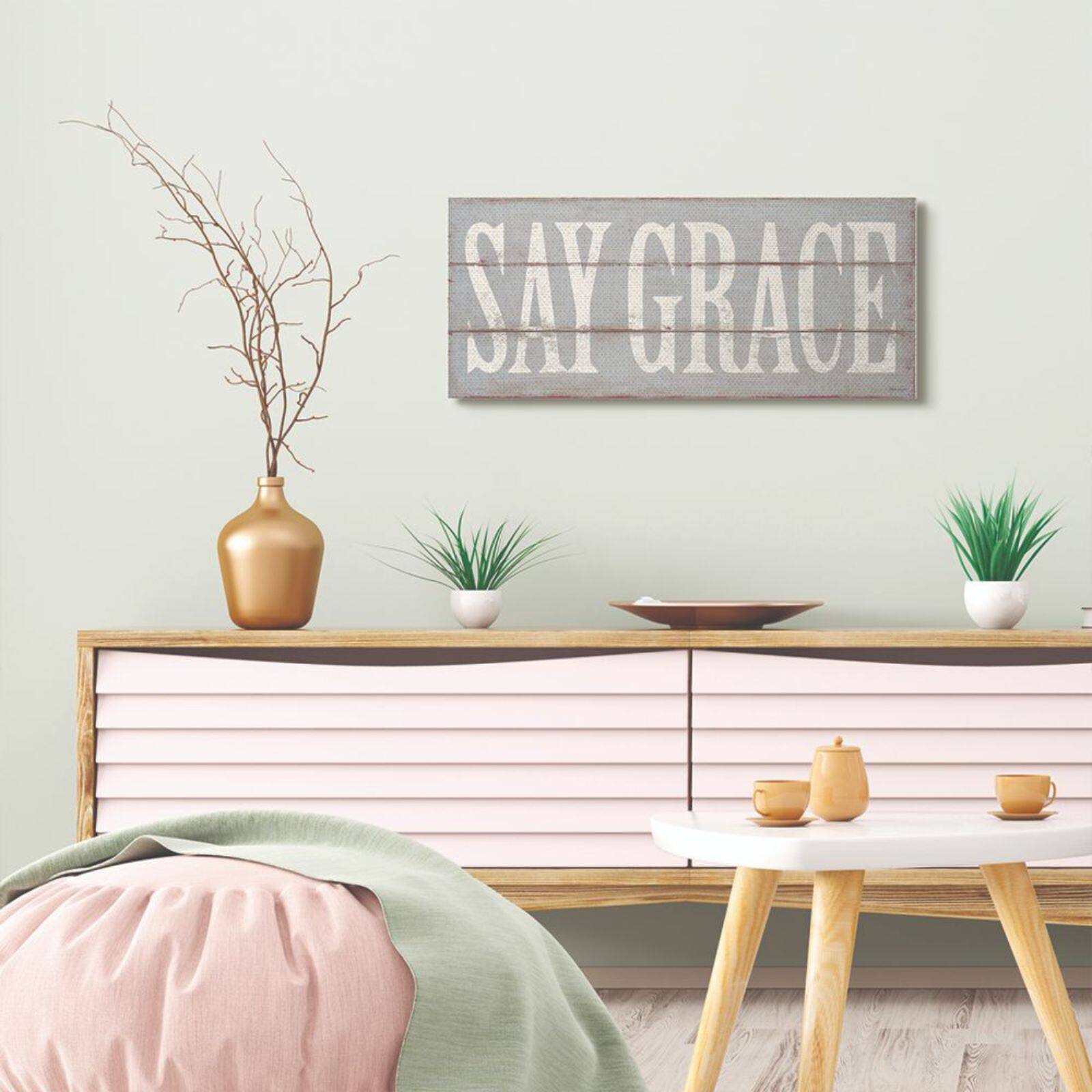 Stupell Industries Gray & White Say Grace Wall Accent