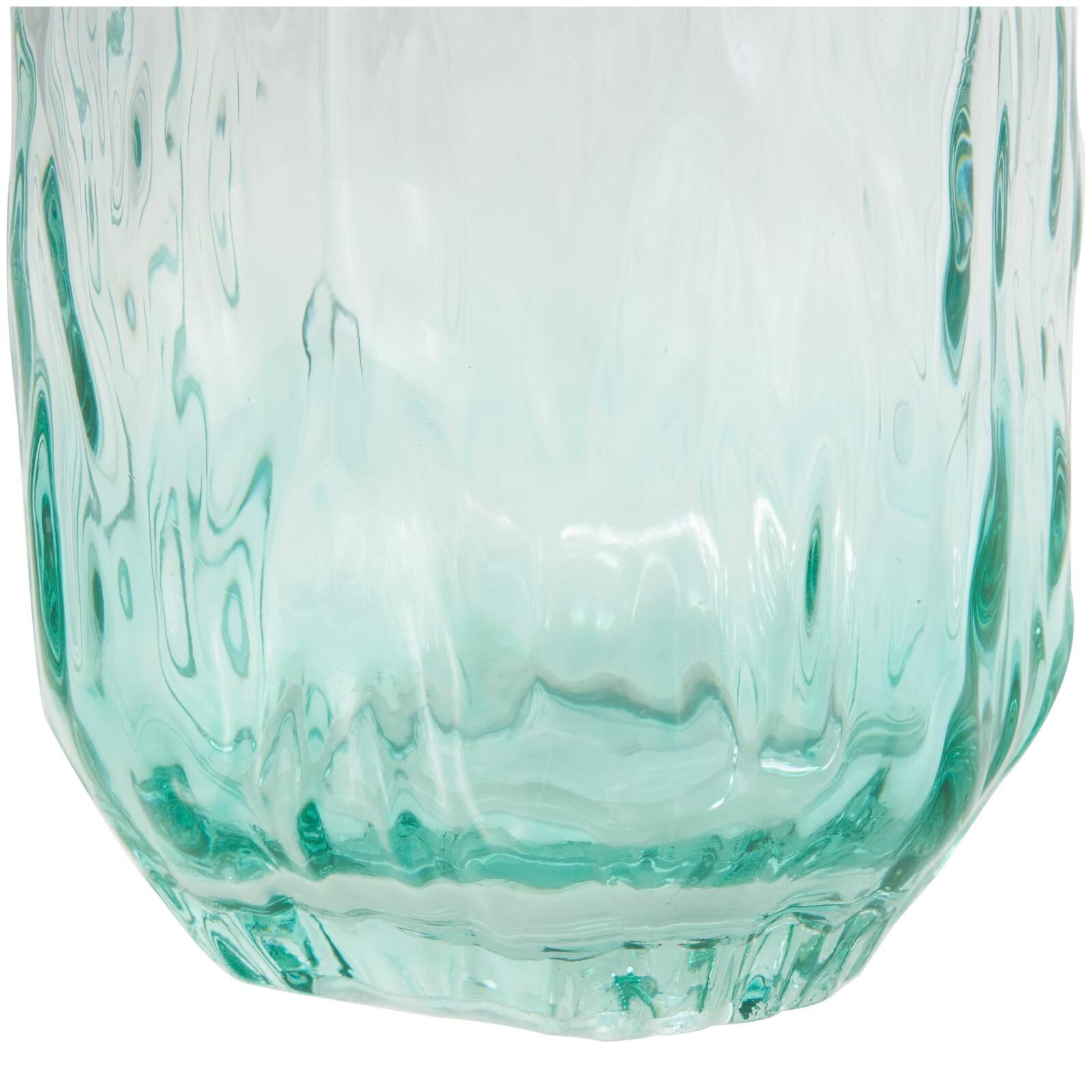 11" Green Ombre Handmade Abstract Textured Rectangular Glass Vase