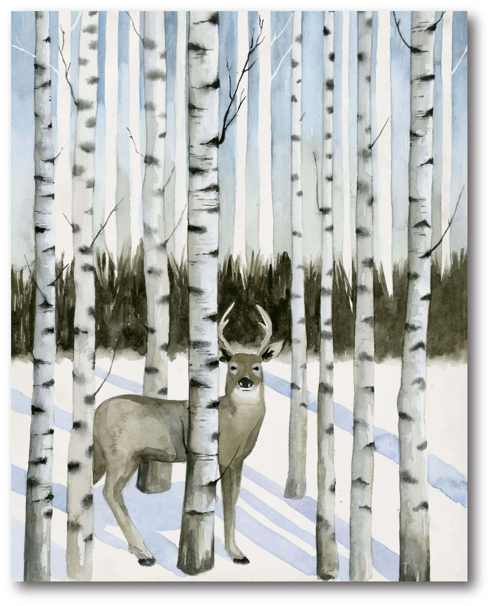 Courtside Market® Birch Tree & Buck Gallery Wrapped Canvas Wall Art