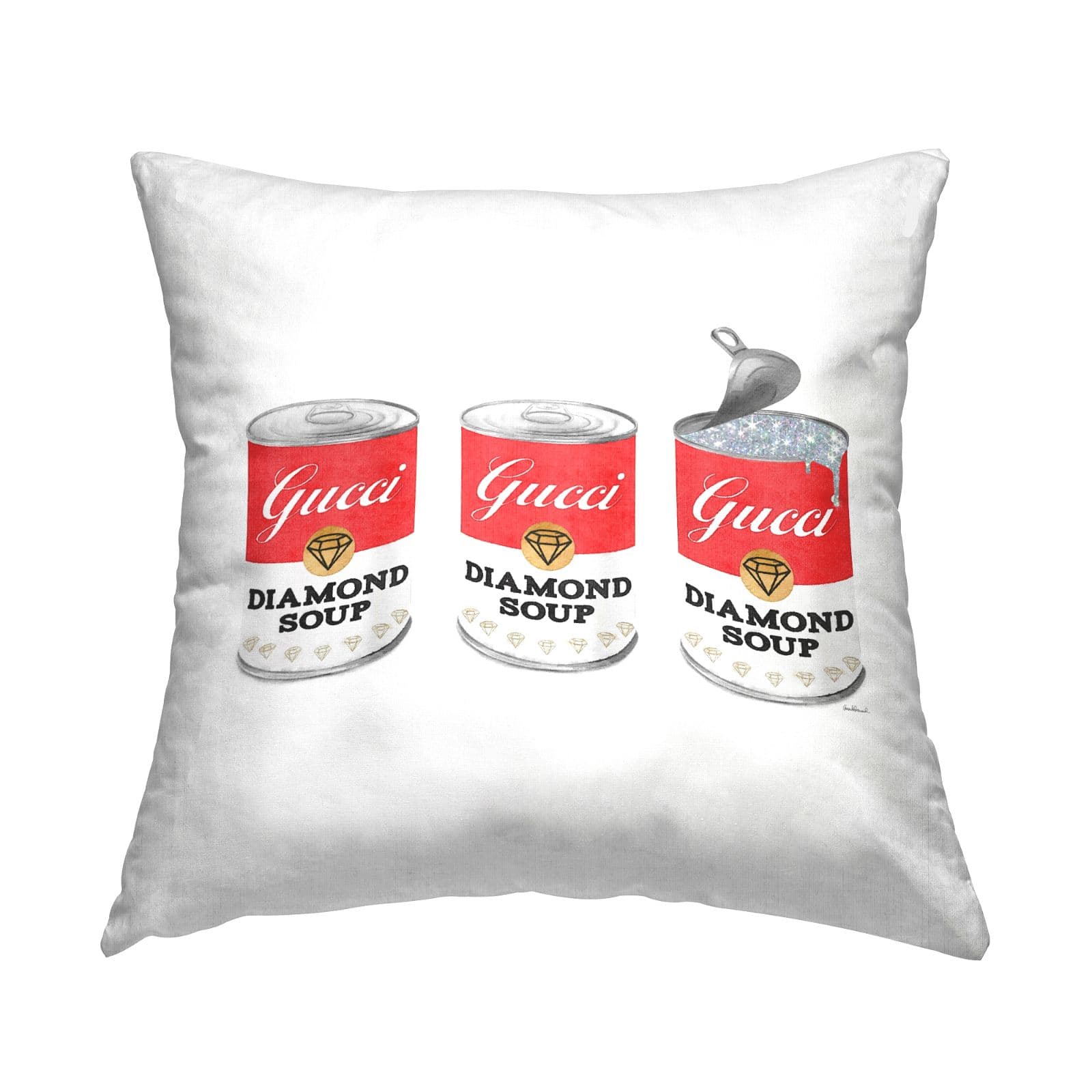 Stupell Industries Glam Diamond Soup Bold Iconic Red Can Throw Pillow, 18" x 18"