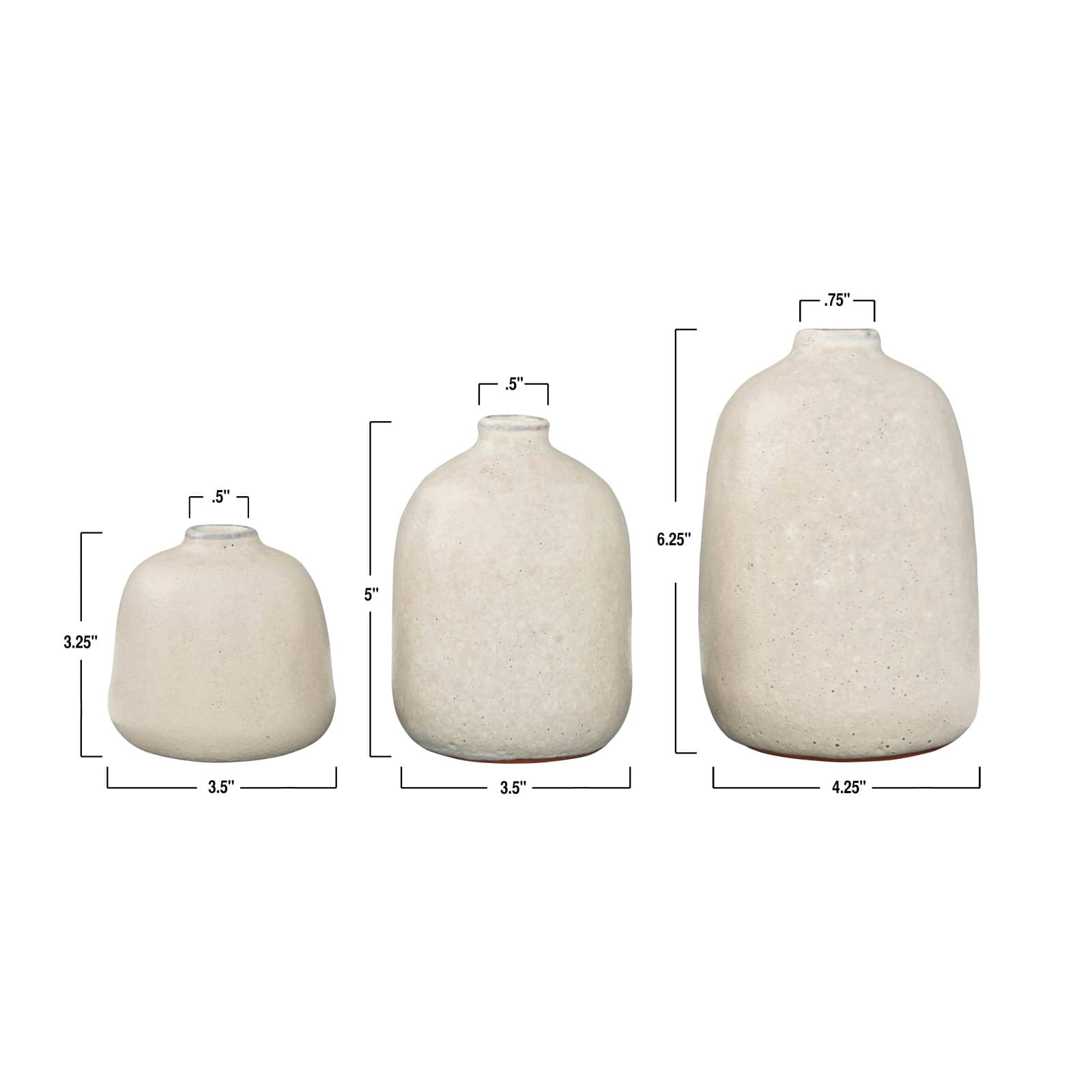 Hello Honey® Light Gray Terracotta Vases with Pitted Sand Finishes Set