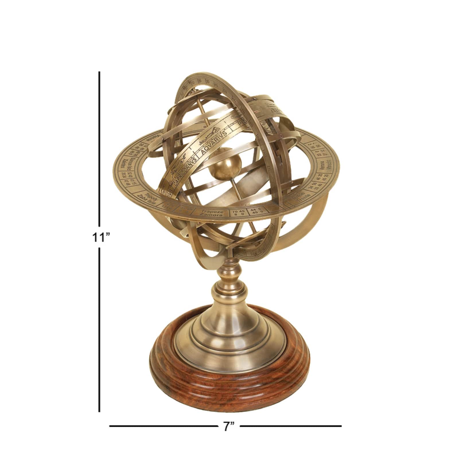 11" Brass Coastal Globe