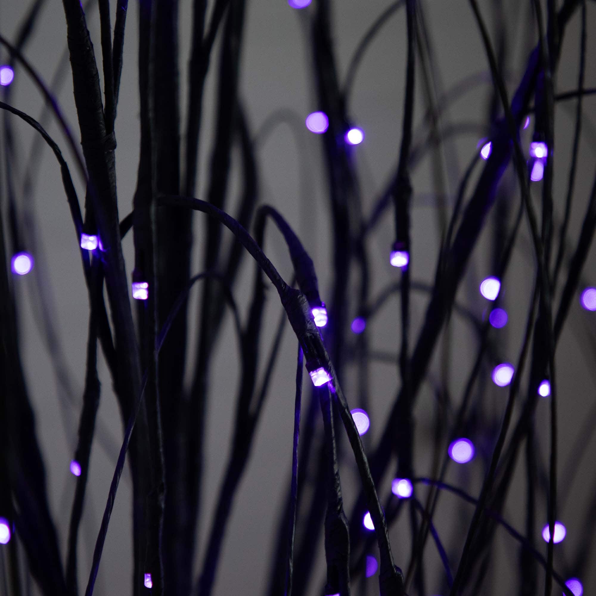 6ft. Orange & Purple LED Pre-Lit Halloween Black Willow Artificial Fall Tree