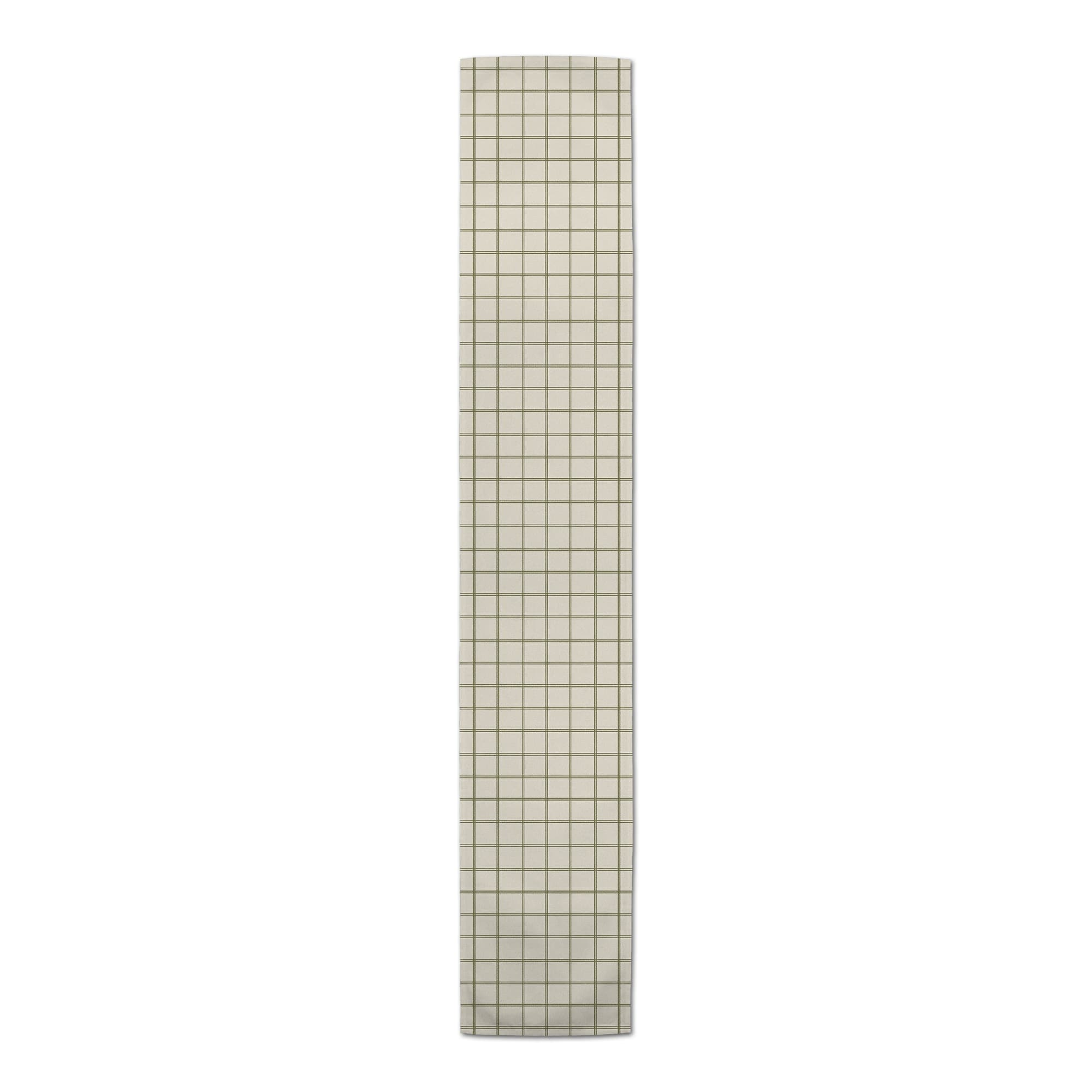 72" Green & Cream Check Cotton Twill Runner