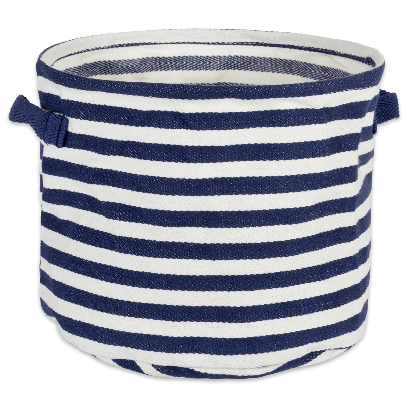 DII® Round Stripes PE-Coated Herringbone Woven Cotton Laundry Bin Set