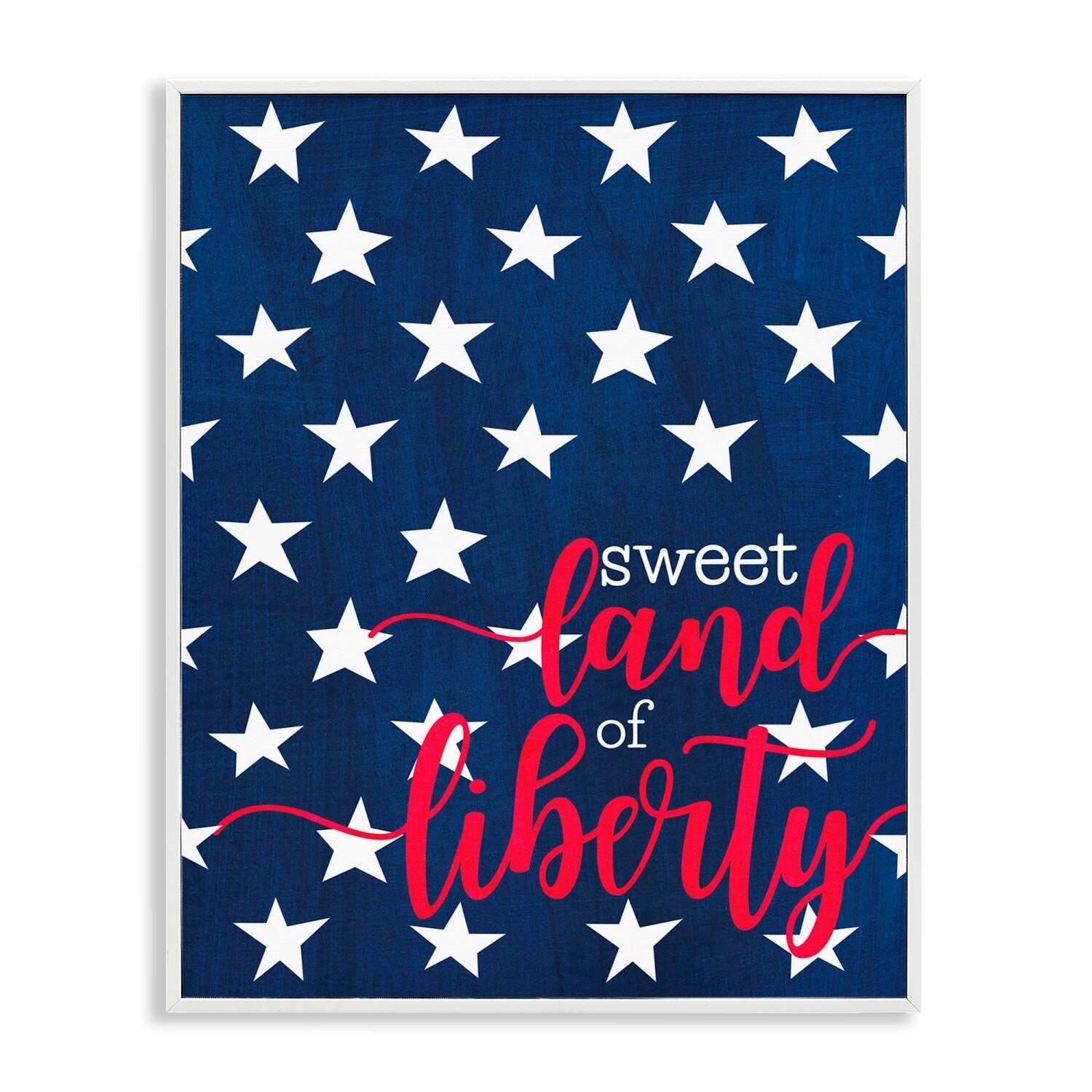 Stupell Industries Sweet Land Of Liberty Americana Framed Giclee Art