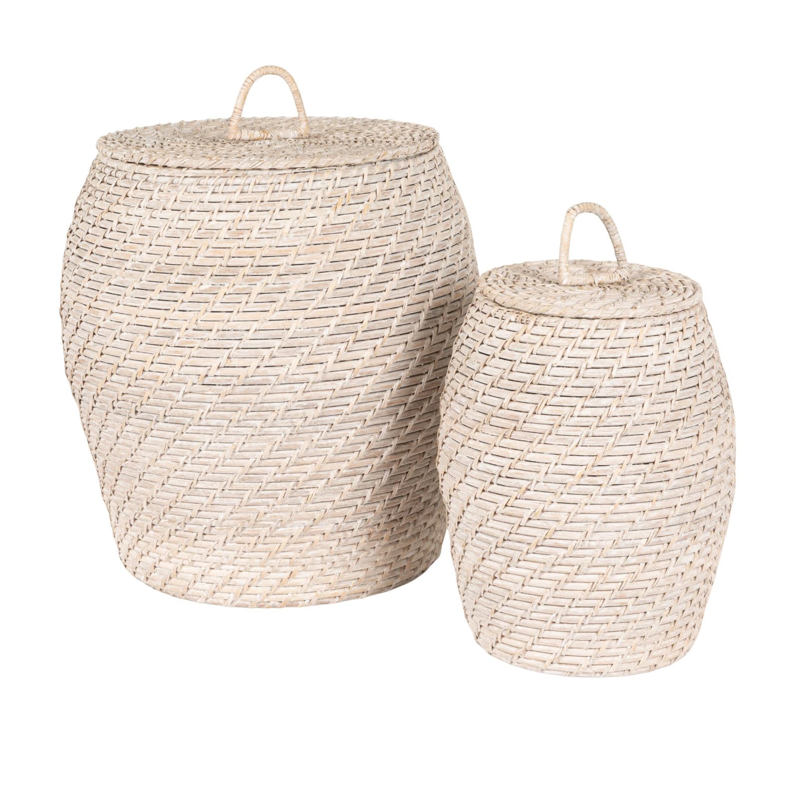 Hello Honey® Whitewashed Rattan Basket with Lids Set