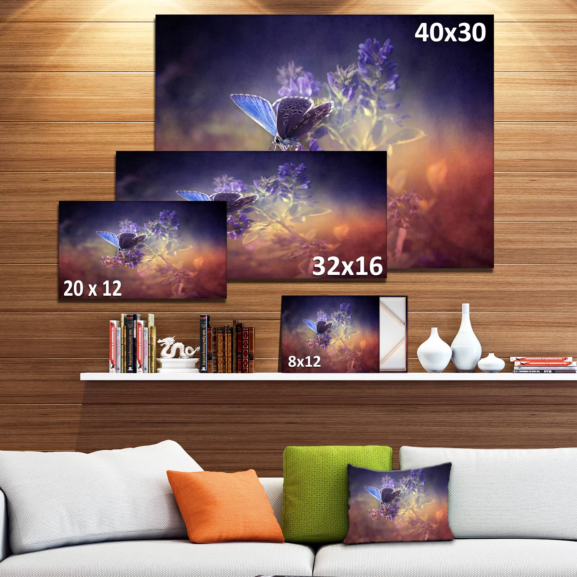 Designart - Vintage Butterfly - Floral Art Canvas Print