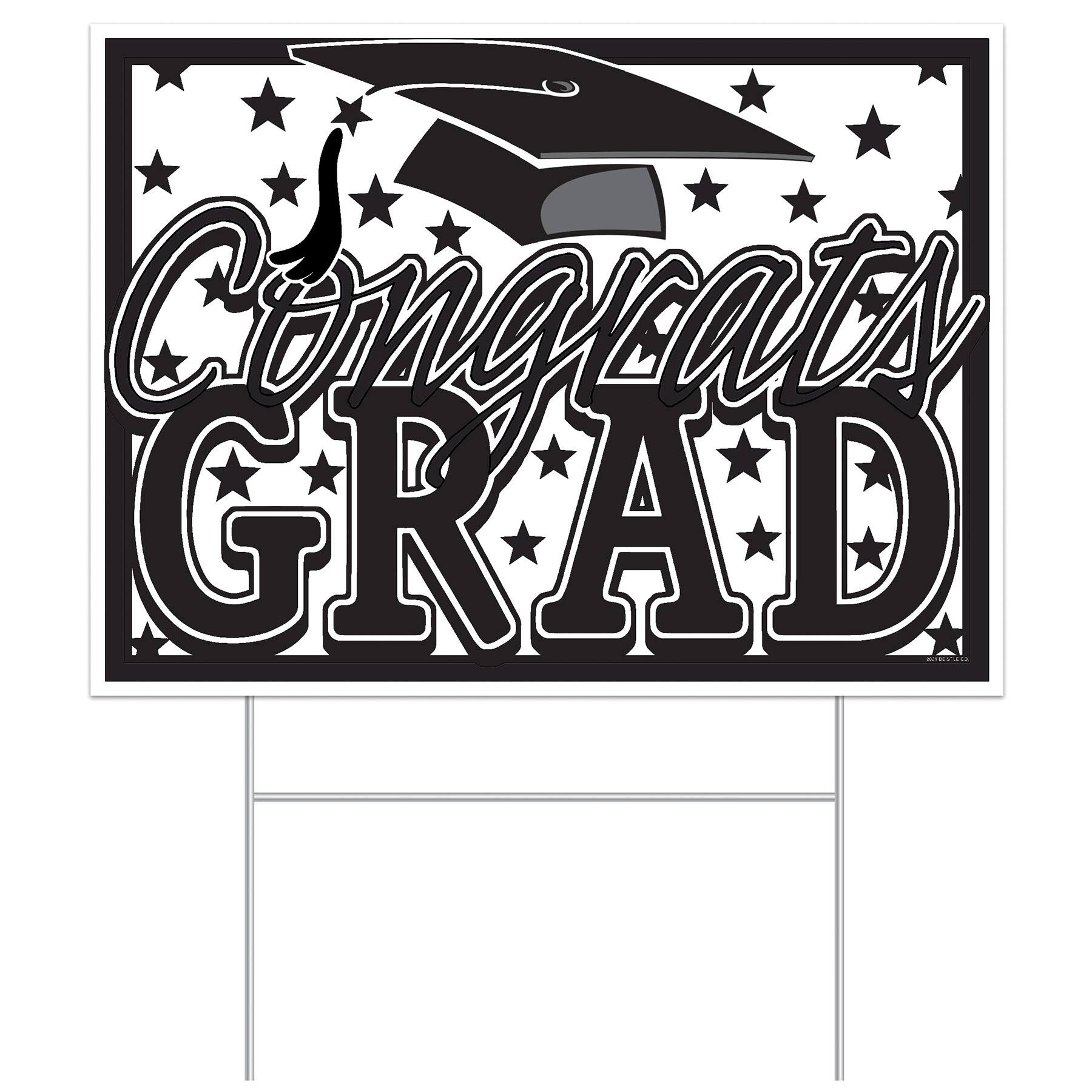Beistle 11.5" x 15.5" Plastic Congrats Grad Yard Sign in Black | Michaels®
