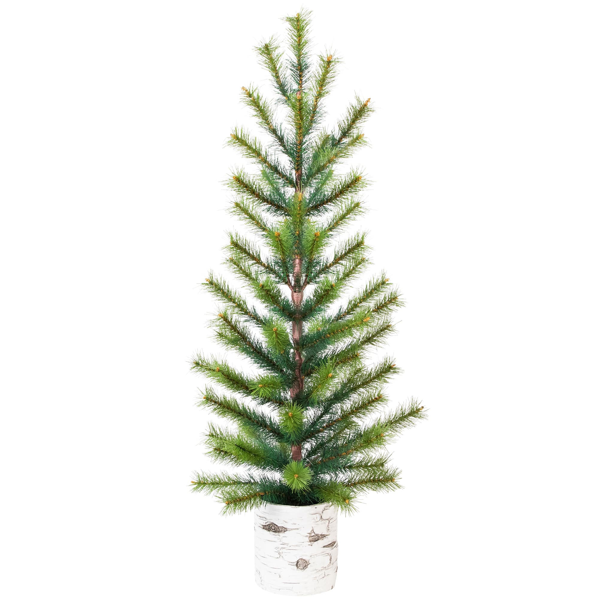 Northlight 3ft. Unlit Slim Pine Artificial Christmas Tree in Birch Wood Pot