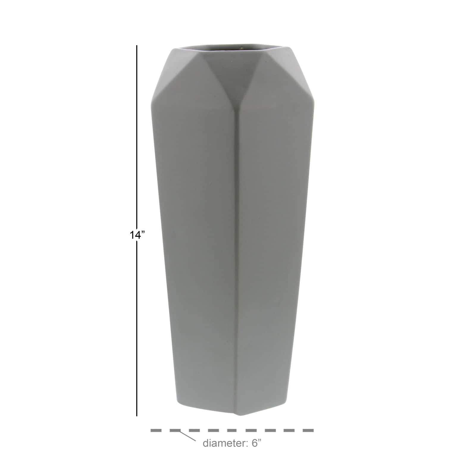 14" Light Gray Matte Stoneware Contemporary Vase
