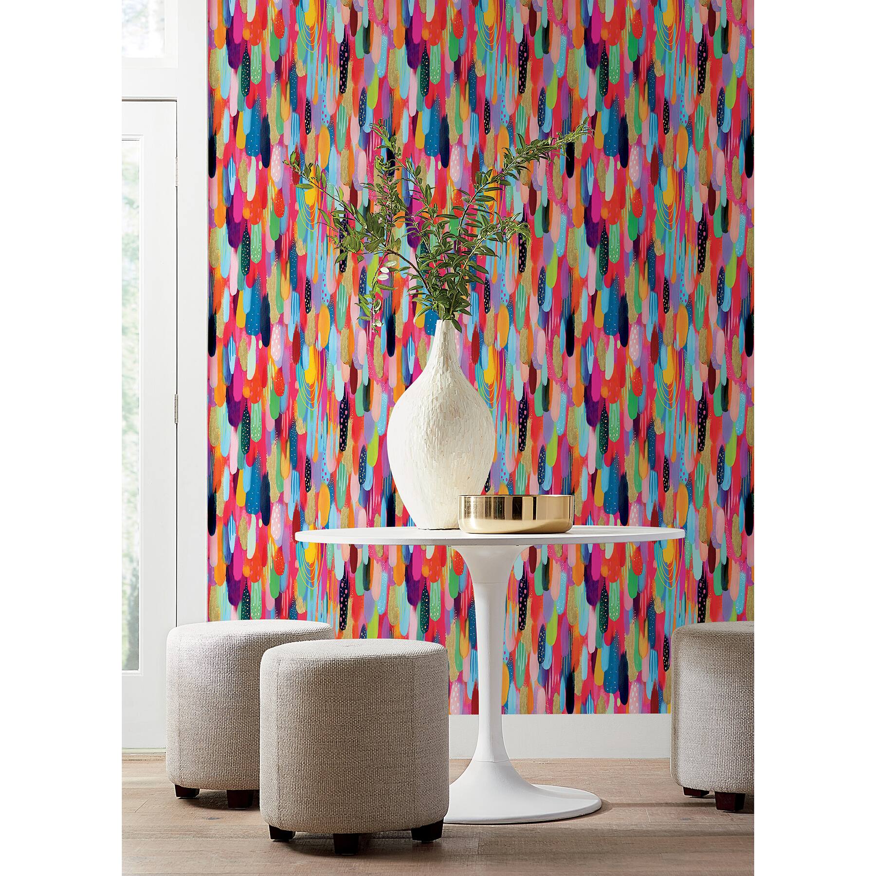 RoomMates Red Multi Brushstroke Peel & Stick Wallpaper