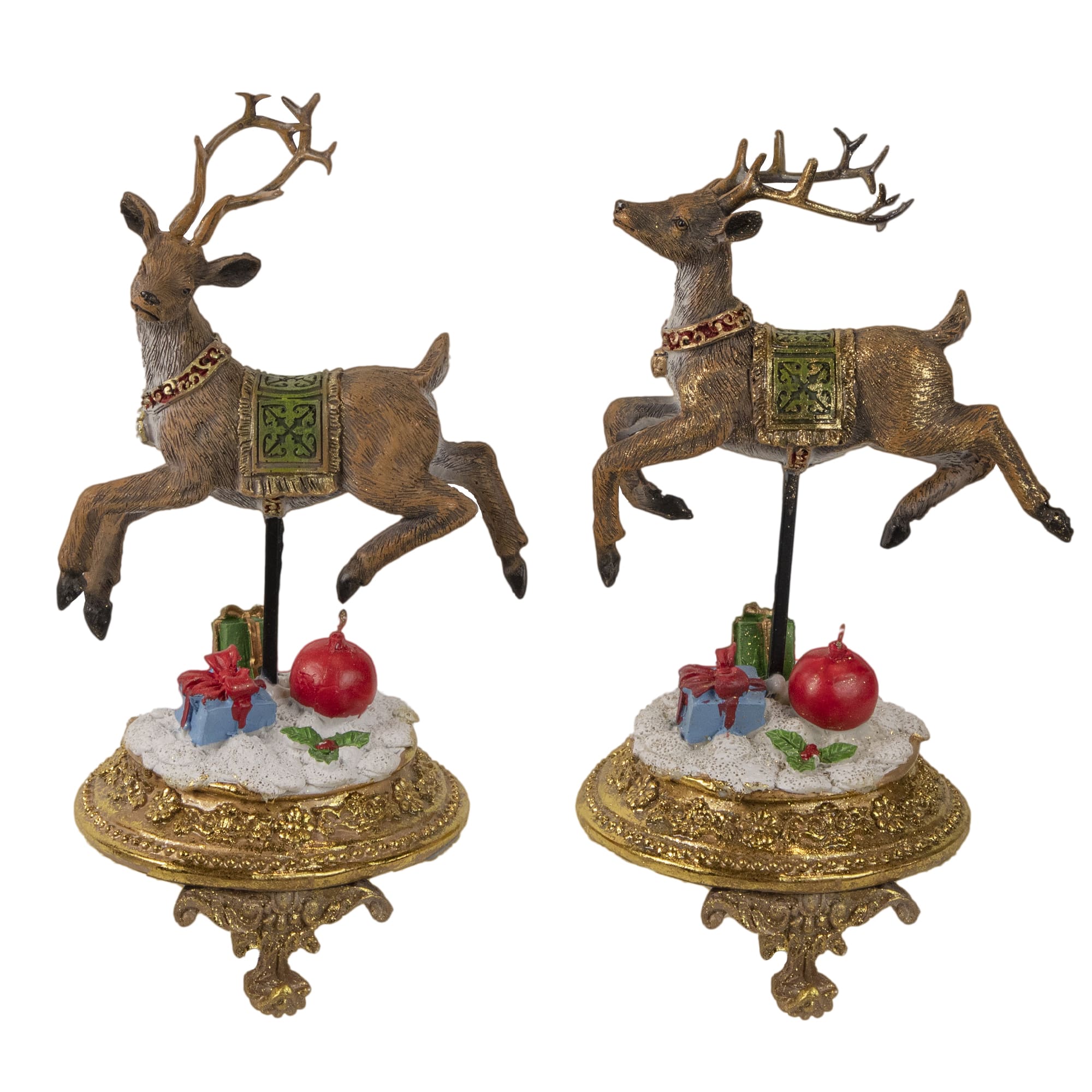 Glittered Reindeer Christmas Stocking Holders - 9.5" - Set of 2 By Northlight in Brown | Michaels®