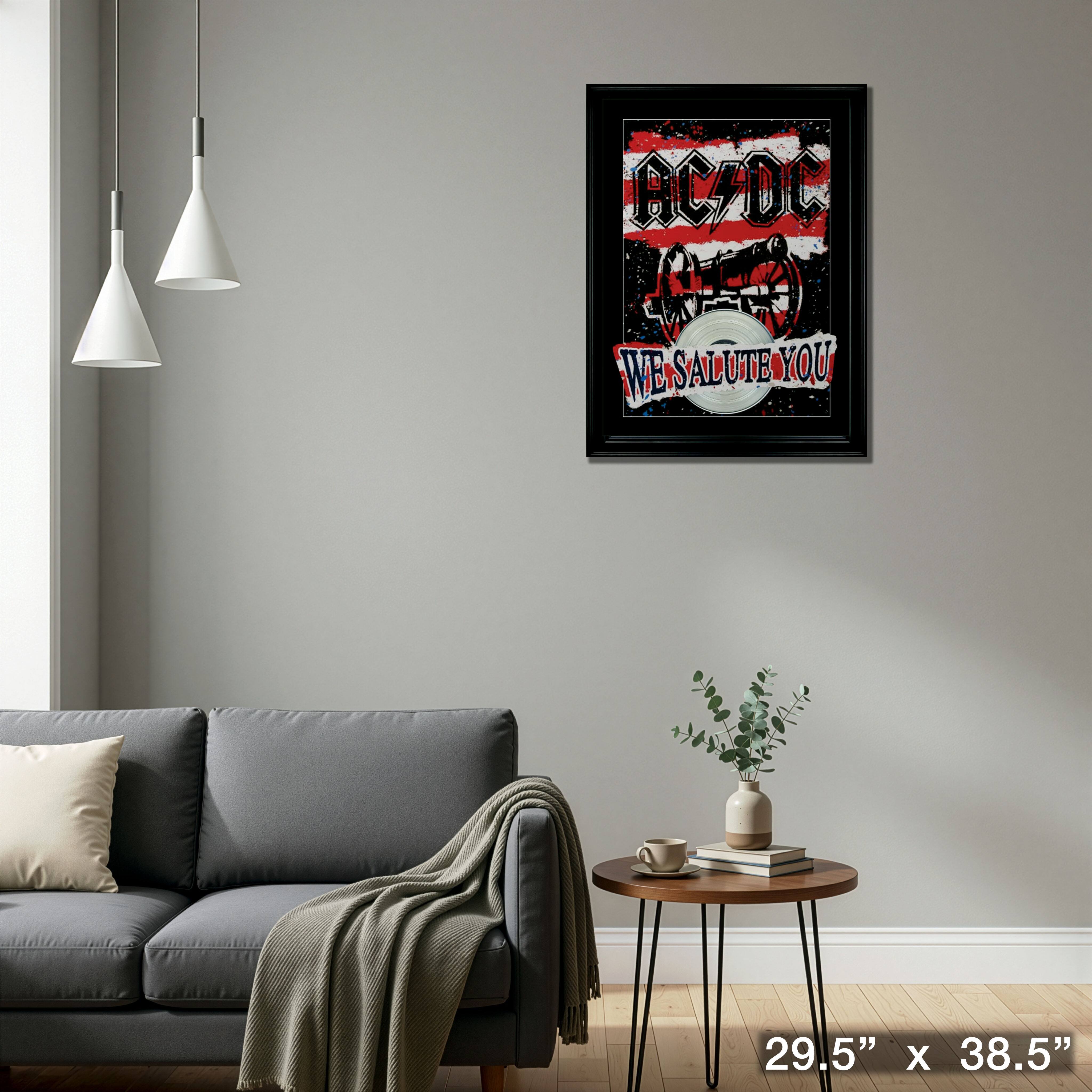 AC/DC Framed We Salute You Print with Platinum LP 29.5" x 38.5"