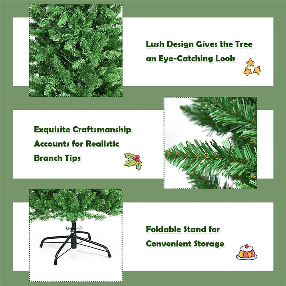Costway 5ft. Pre-Lit Slim Pencil Fir Artificial Christmas Tree, Warm White LED Lights