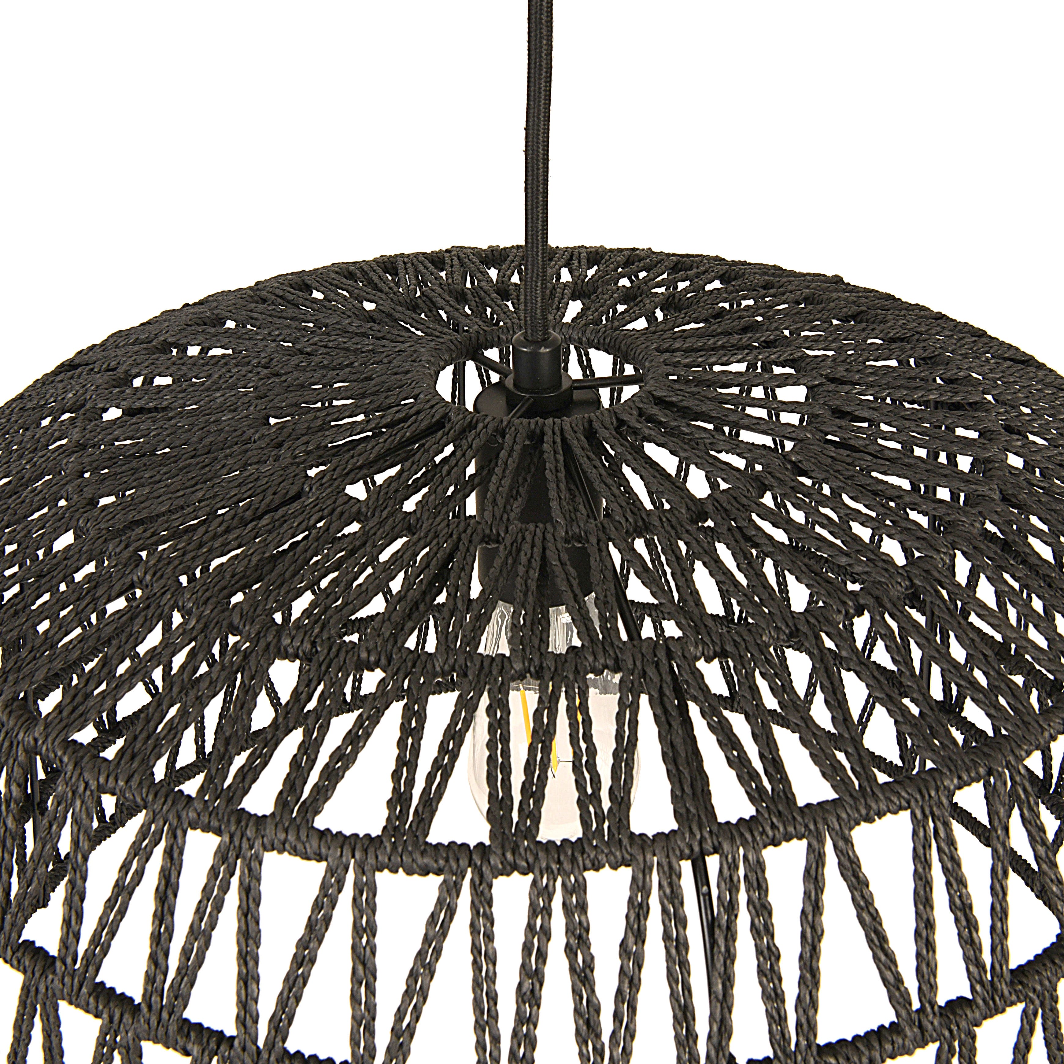Hello Honey® 19.5" Charcoal Gray Woven Pendant Lamp