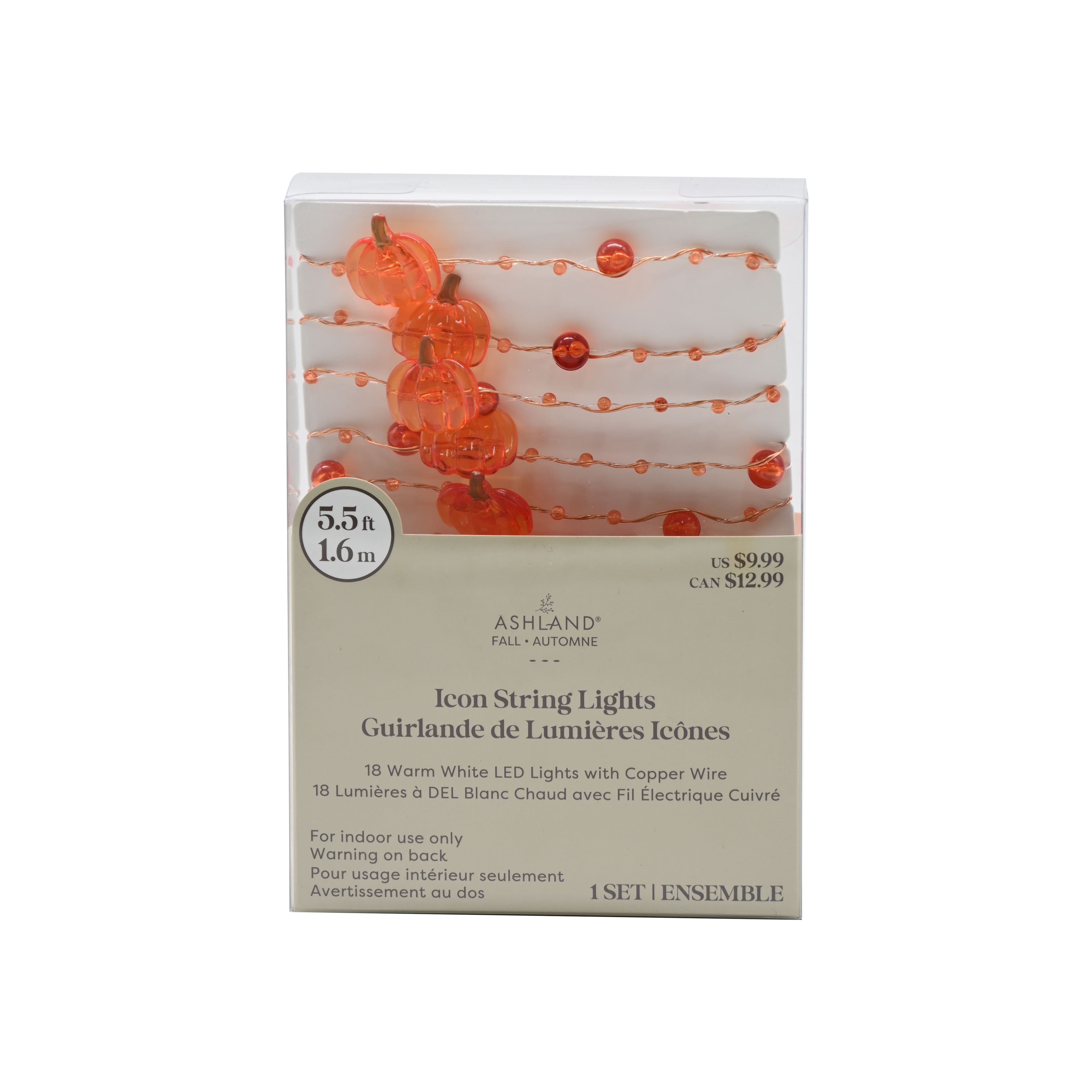 18ct. Pumpkin & Beads Icon LED String Lights by Ashland®