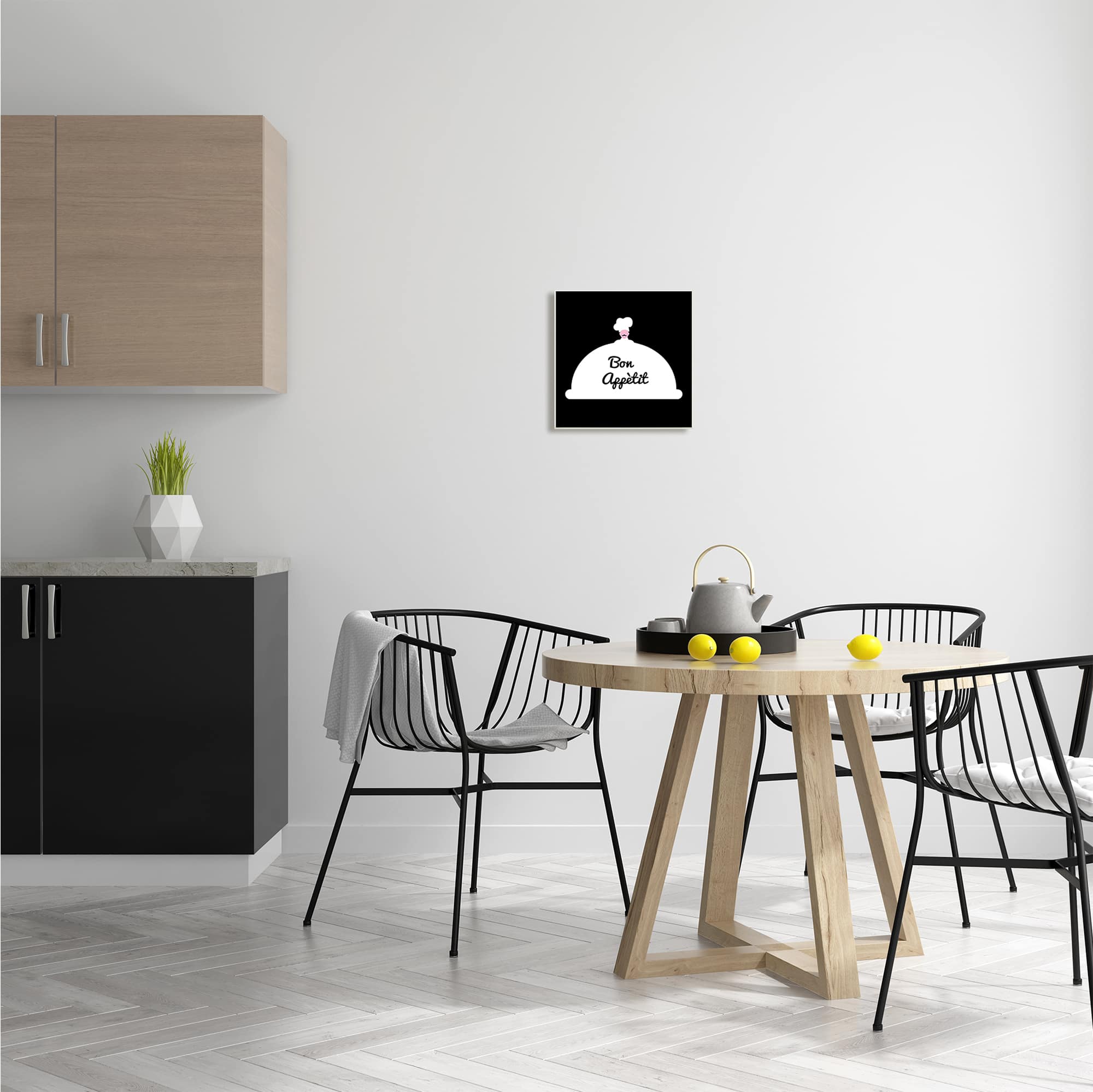 Stupell Industries Bon Appetit Phrase Mustache Chef Modern Design,12" x 12"