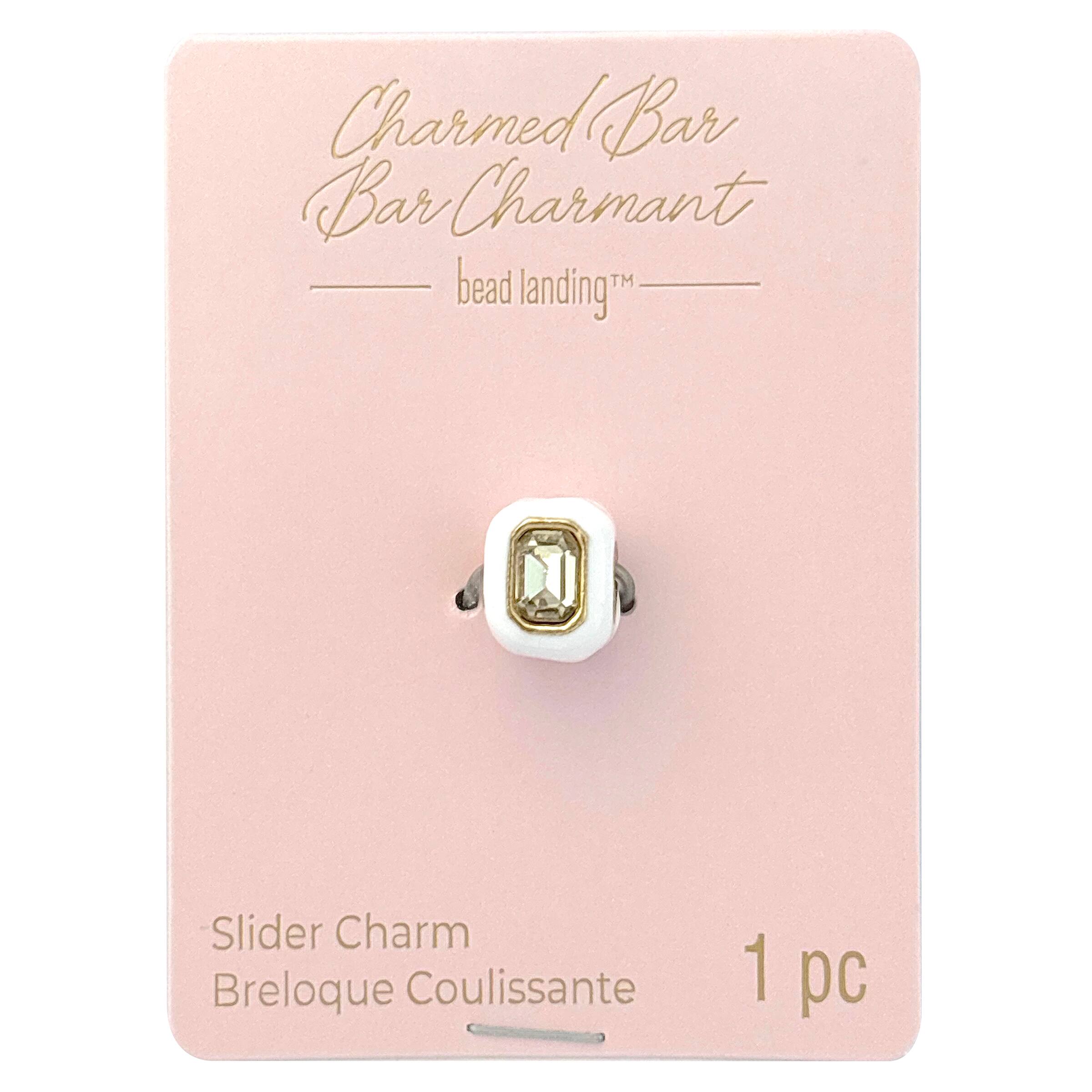 Charmed Bar Faceted Gem Enameled Metal Cube Slider Charm by Bead Landing