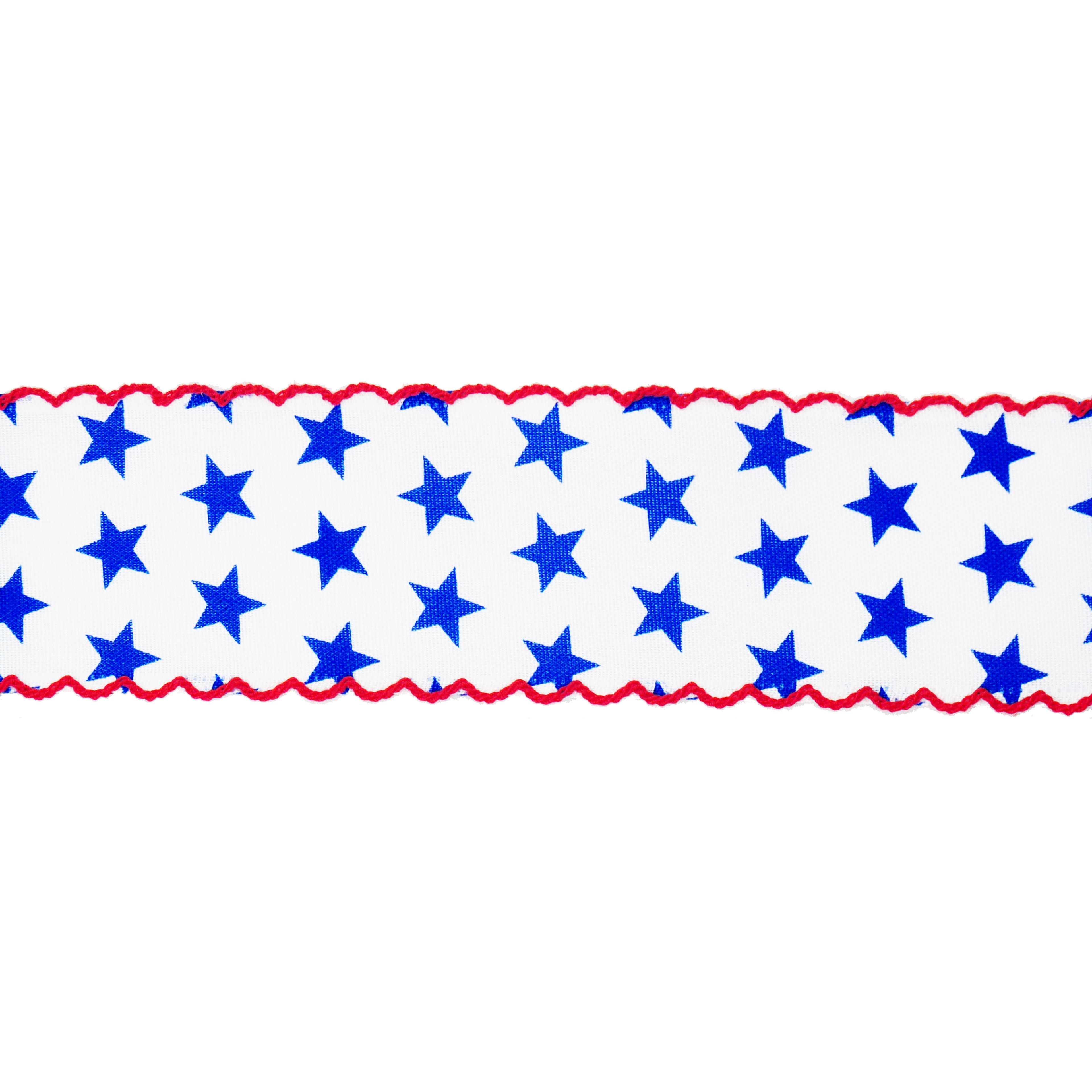 2.5" x 5yd. Blue & White Stars with Red Edge Wired Cross Linen Ribbon by Celebrate It®