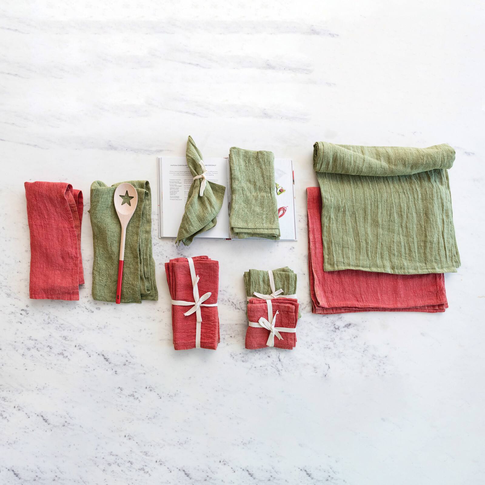 Hello Honey® 36" Oversized Red Stonewashed Linen Tea Towel