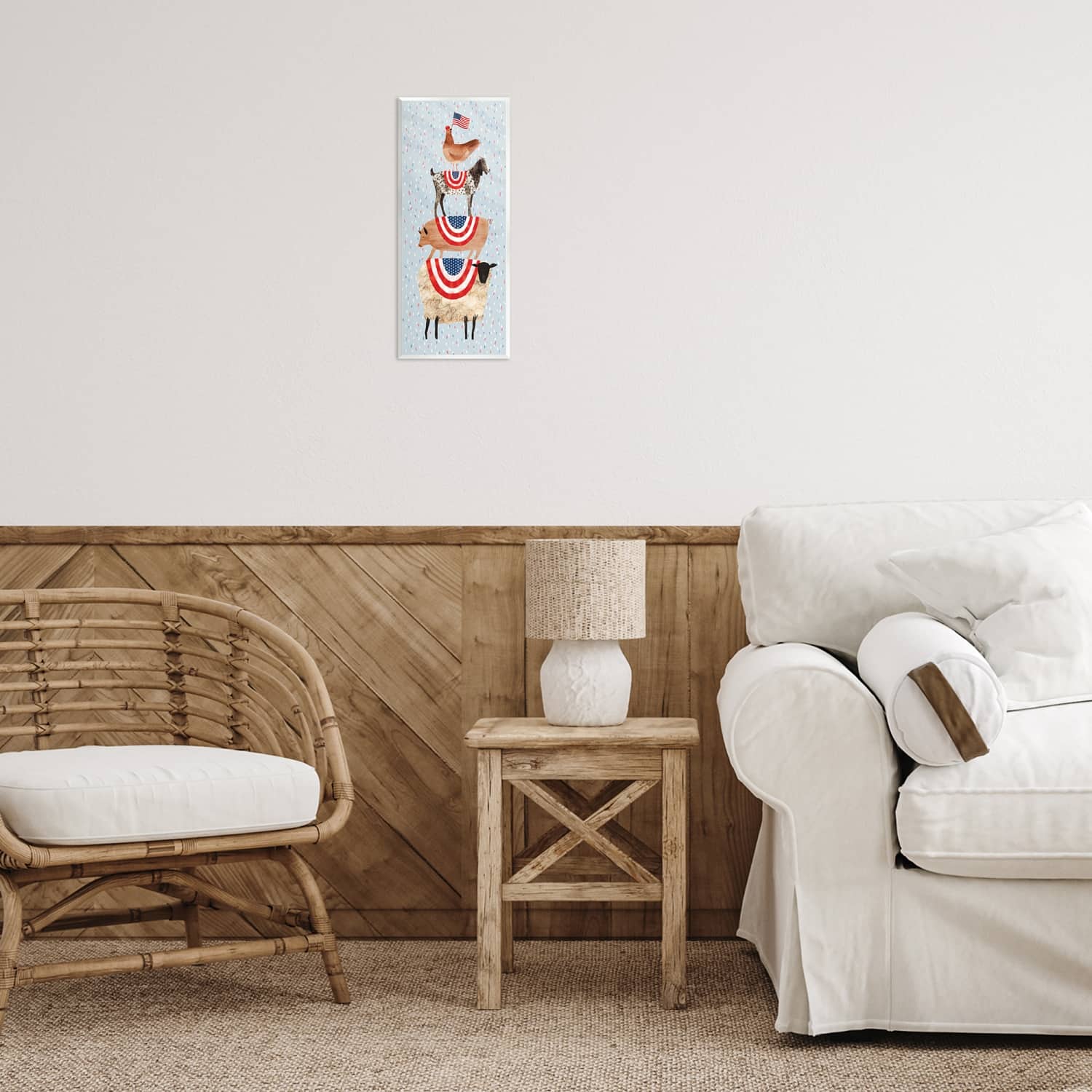 Stupell Industries Americana Stacked Farm Animals Watercolor Chicken Goat Pig and Sheep Wall Plaque Art