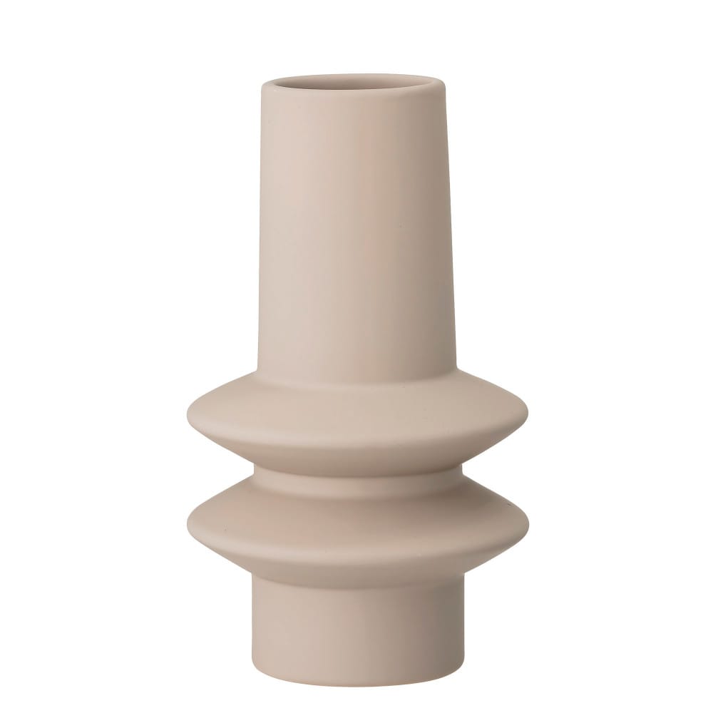Hello Honey® 9" Taupe Modern Sculptural Stoneware Vase with Latex Glaze