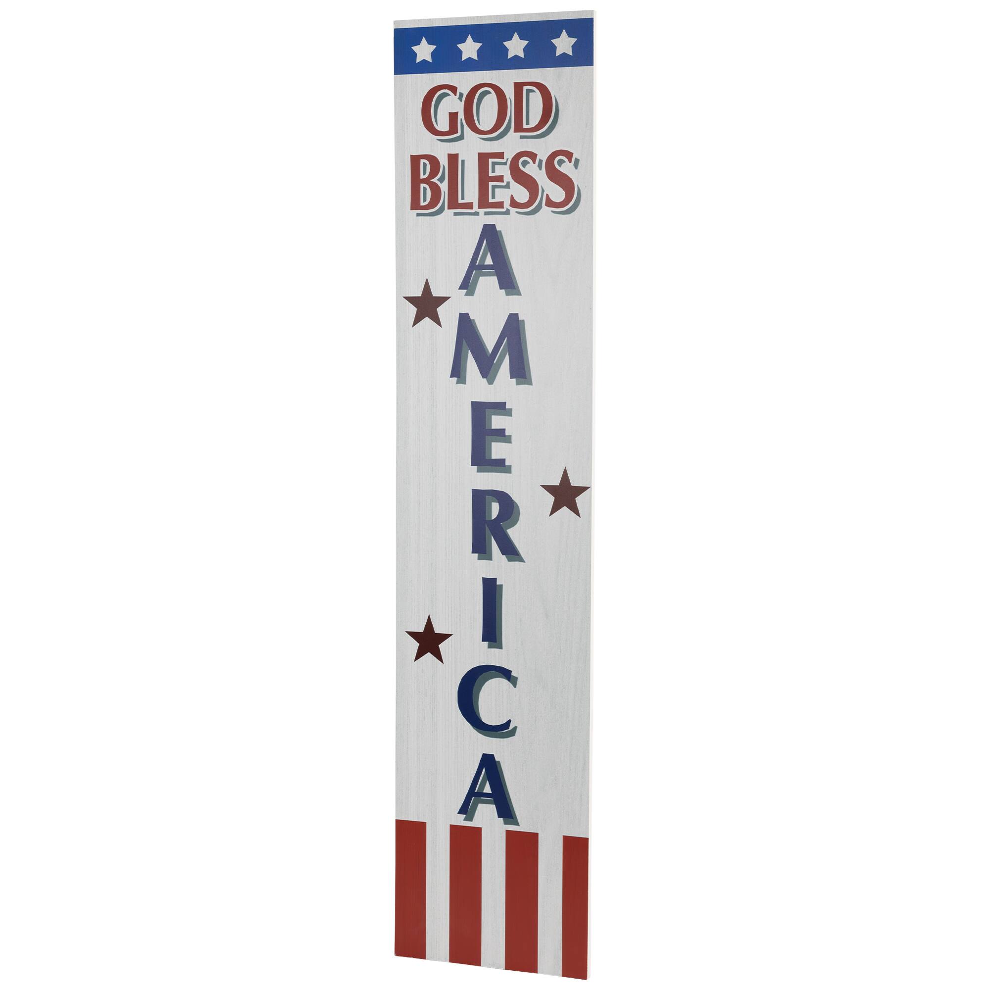 36" Stars & Stripes God Bless America Patriotic Wood Wall Sign