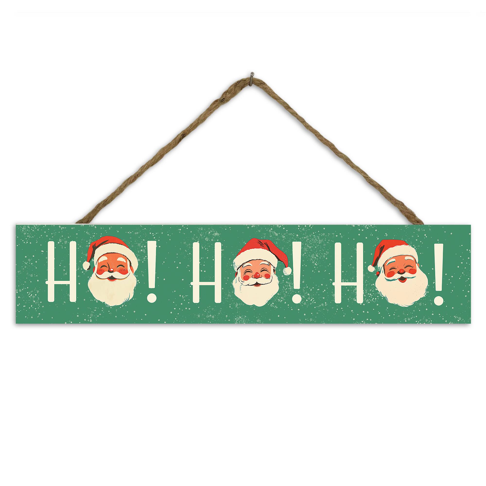 Vintage Santa Ho Ho Ho 17" x 3.5" Outdoor/Indoor Hanging Sign