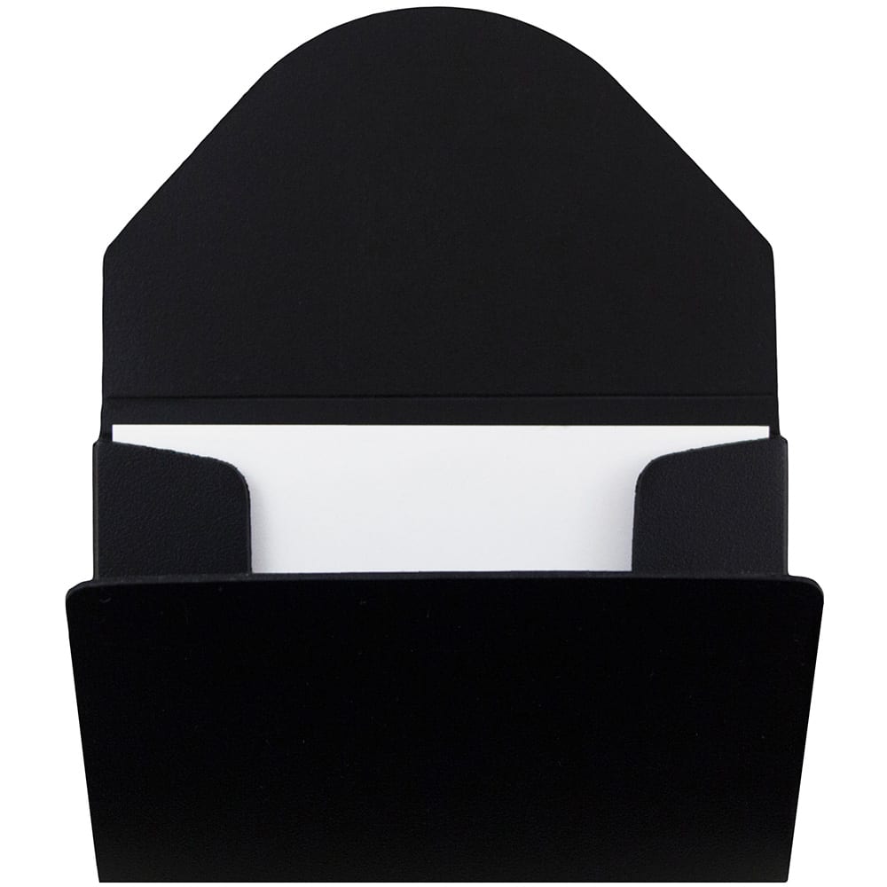 JAM Paper Black Plastic Business Card Holder Case with Round Flap