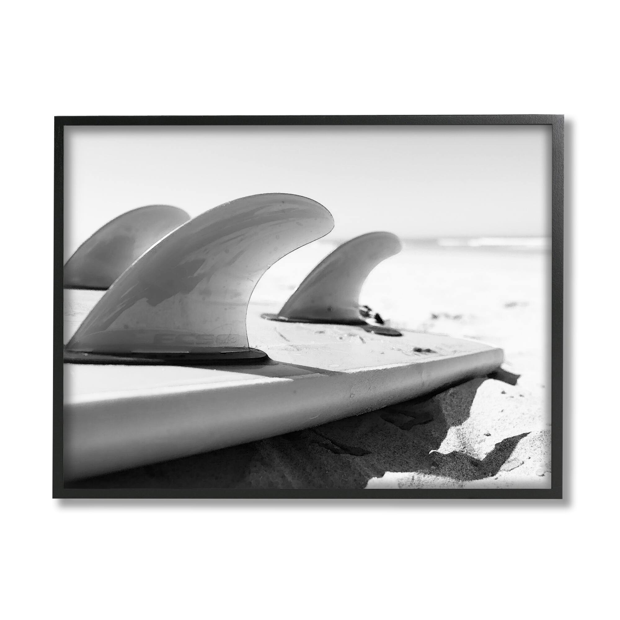 Stupell Industries Surfboard Fins Beach Coast Photography Framed Giclee Art