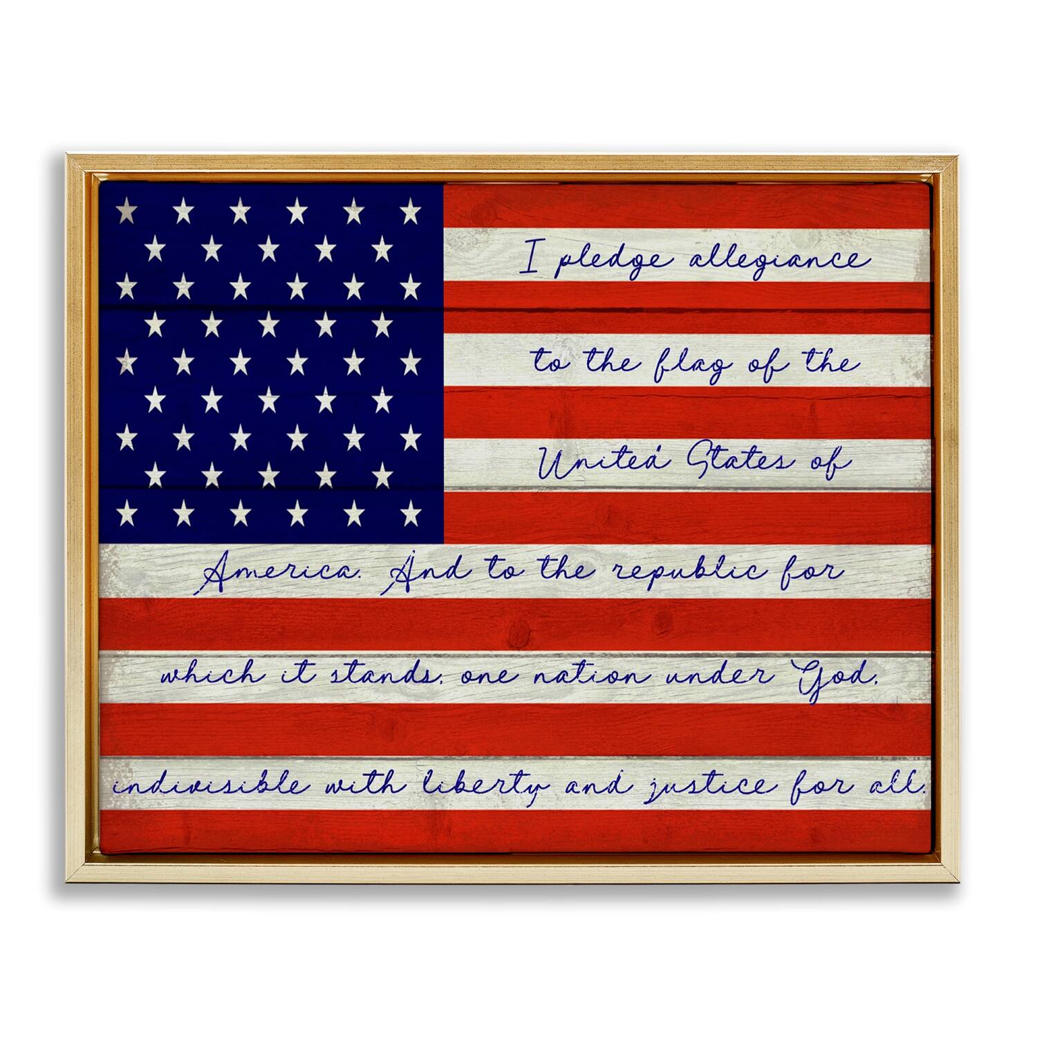 Stupell Industries Pledge of Allegiance Flag Floater Framed Art