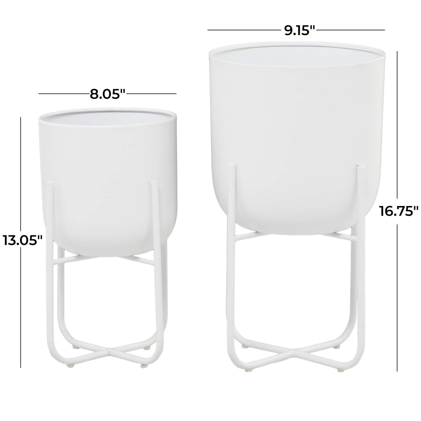 CosmoLiving by Cosmopolitan White Metal Planter with Removable Stand Set
