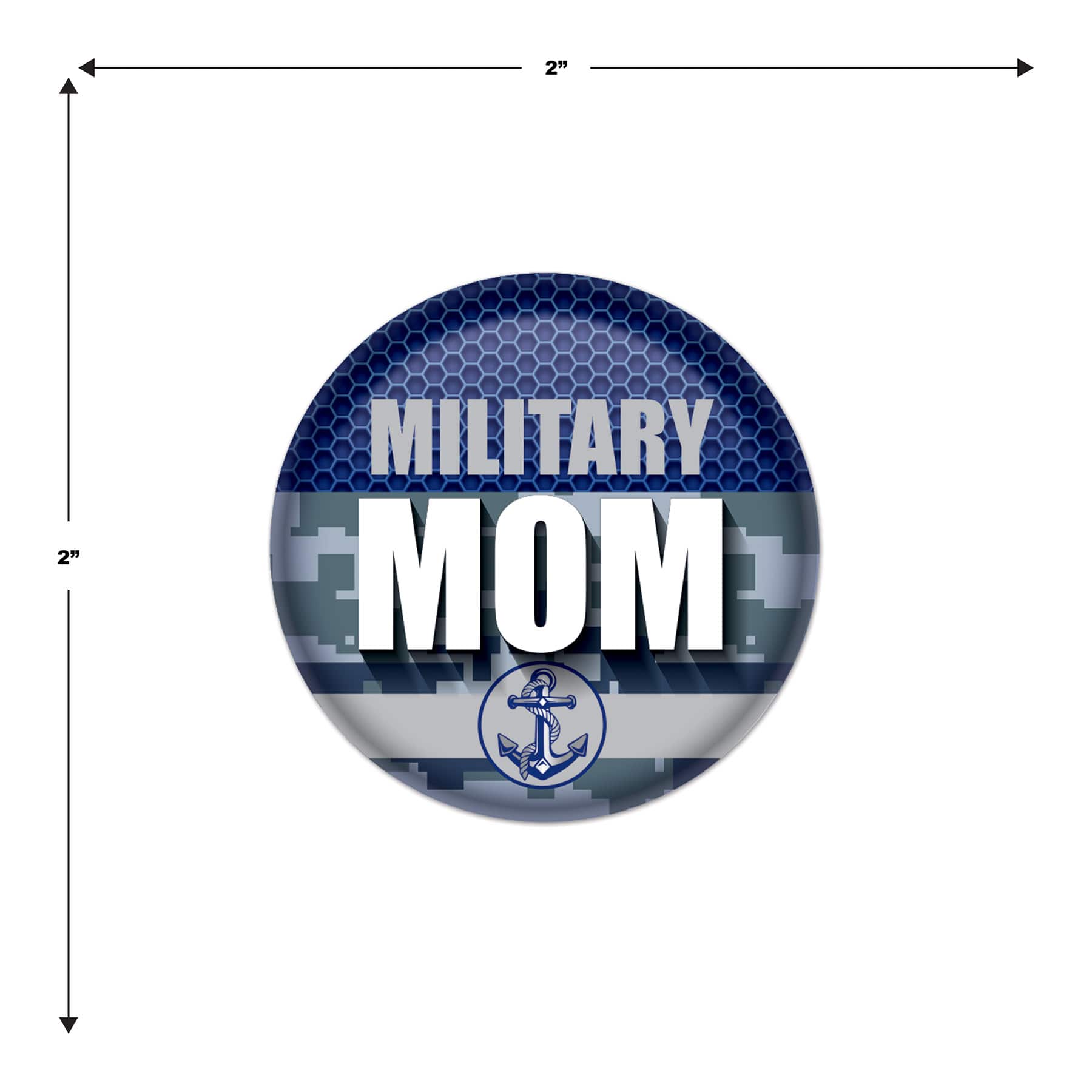 Beistle 2" Blue Camouflage Military Mom Buttons, 6ct.
