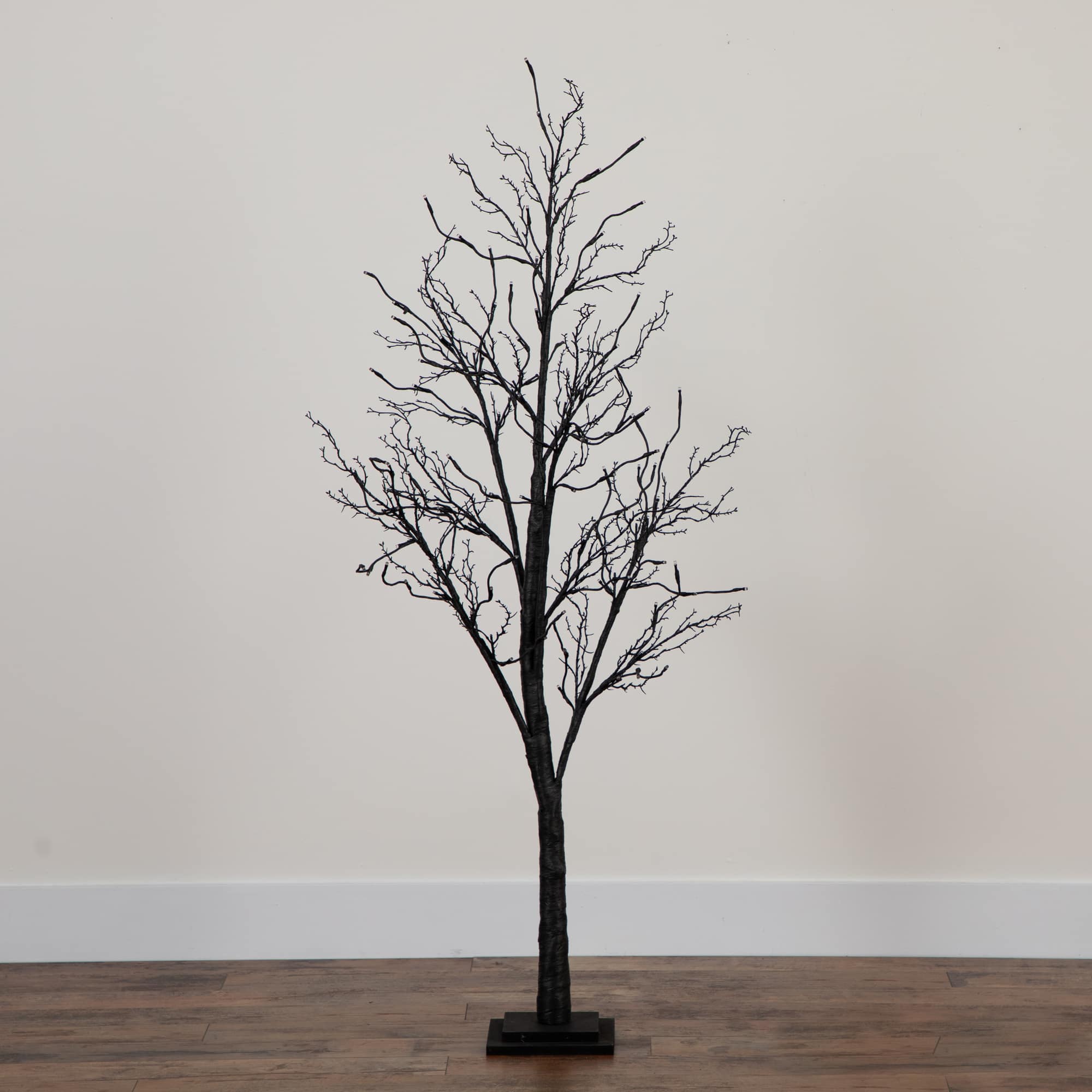 5ft. Orange & Purple LED Pre-Lit Halloween Deluxe Black Twig Artificial Fall Tree