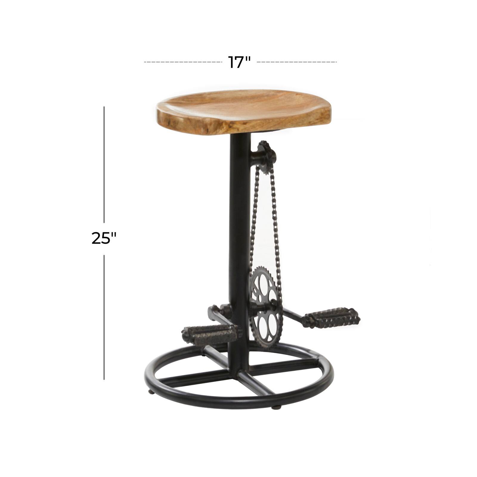 Brown Mango Wood Industrial Counter Stool 25" x 17" x 17"