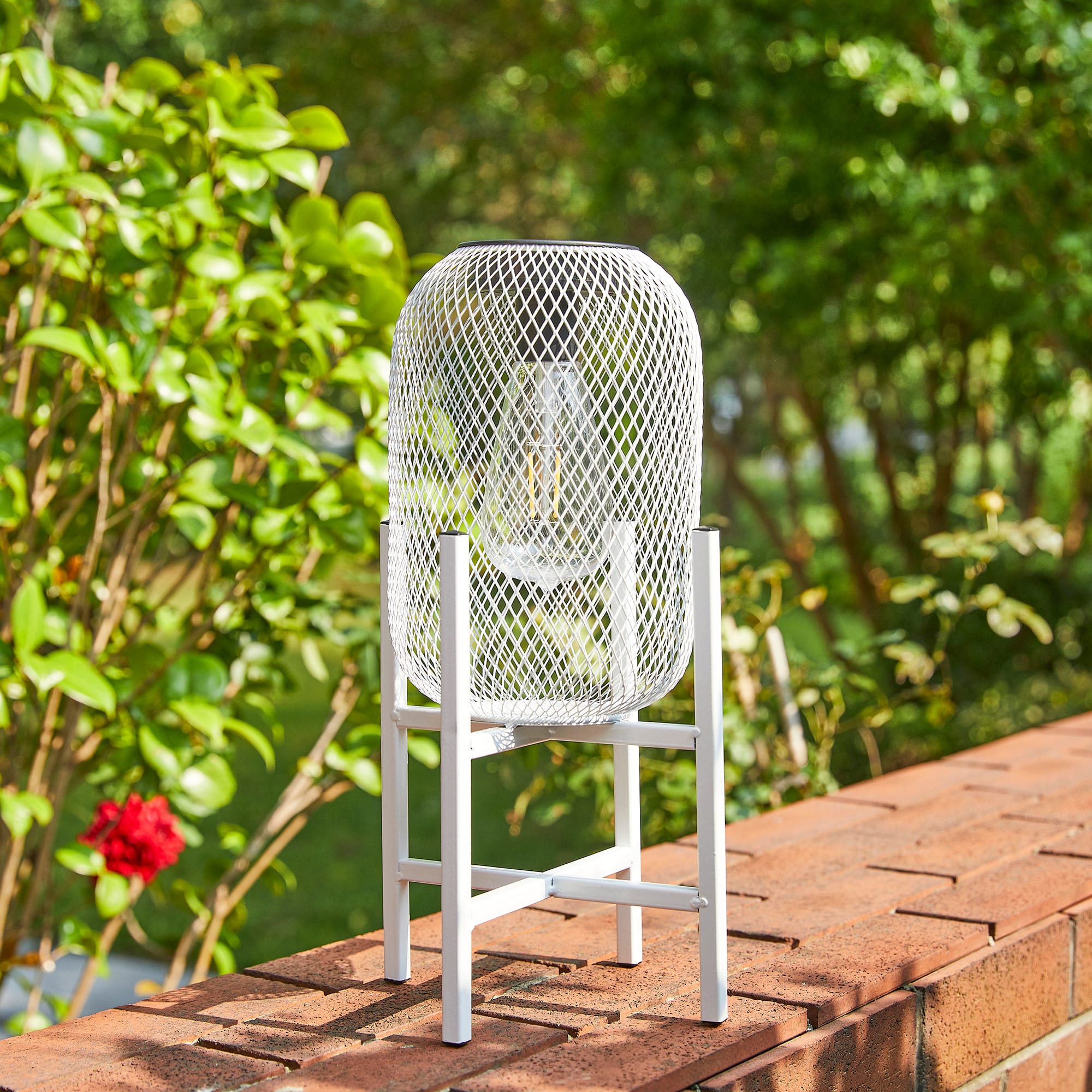 Glitzhome® 14" Metal Mesh Solar Powered Lantern with Stand
