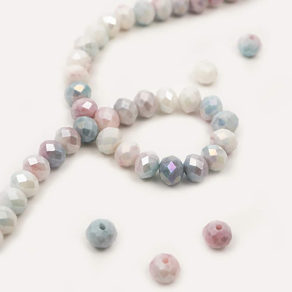 Jesse James Beads 8mm Mauve Pink & Gray Blue Rondelle Glass Beads