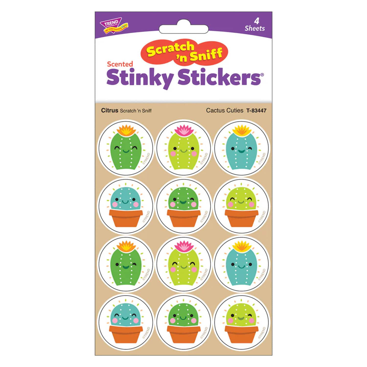 TREND Enterprises® Cactus Cuties, Citrus scent Scratch 'n Sniff Stinky Stickers®, 48 Per Pack, 6 Packs total of 288