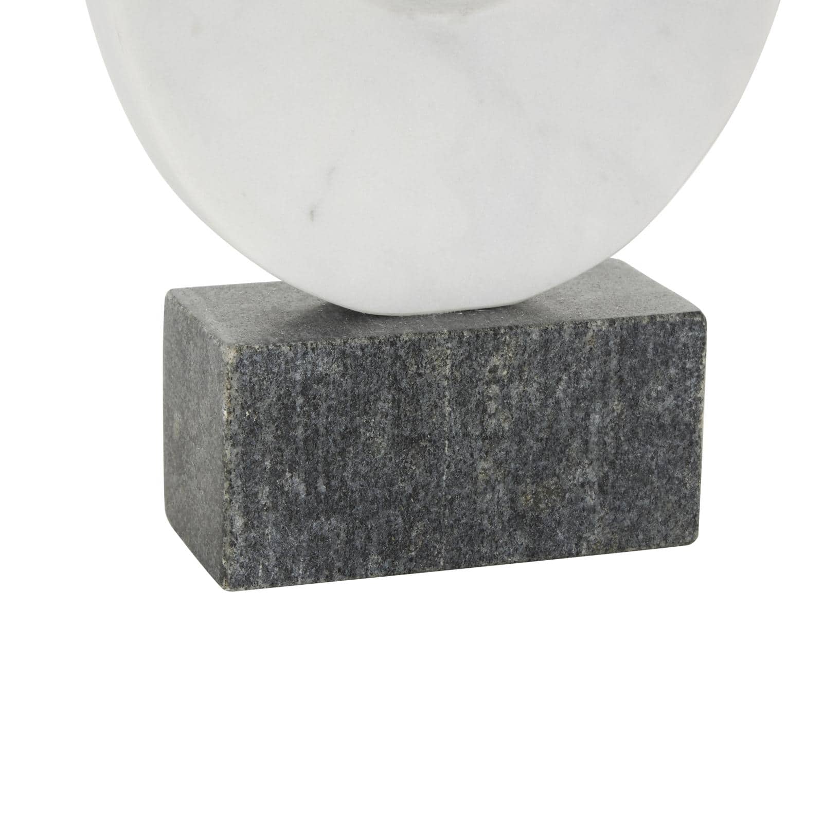 12.75" White with Black Block Base Marble Abstract Curved Sculpture